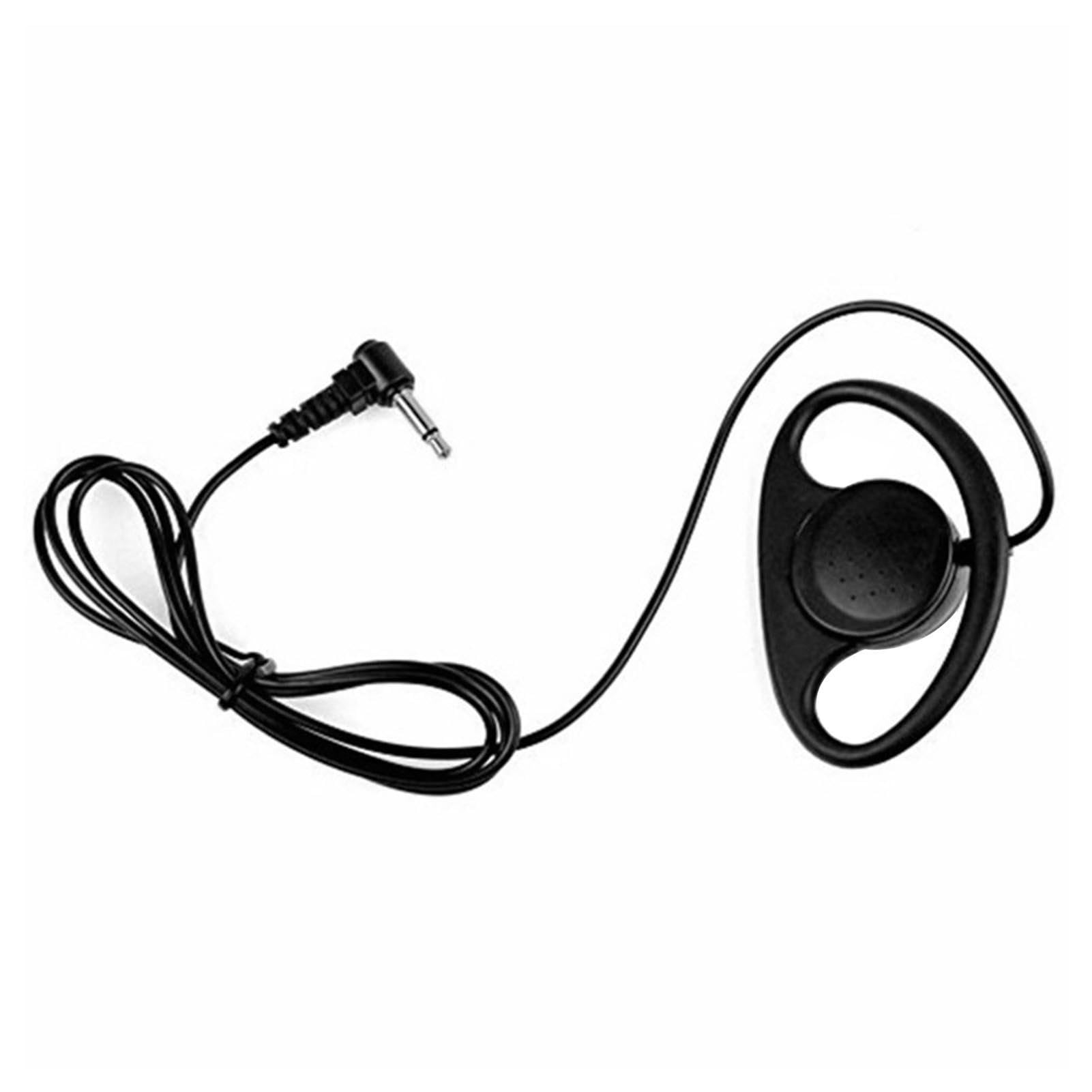 D-Shaped Earpiece Headset with 3.5mm 1-Pin Plug - Soft Rubber Earpiece for Clear Listening (No Microphone) - Compatible with Two-Way Radios for Security, Construction & Outdoor Communication
