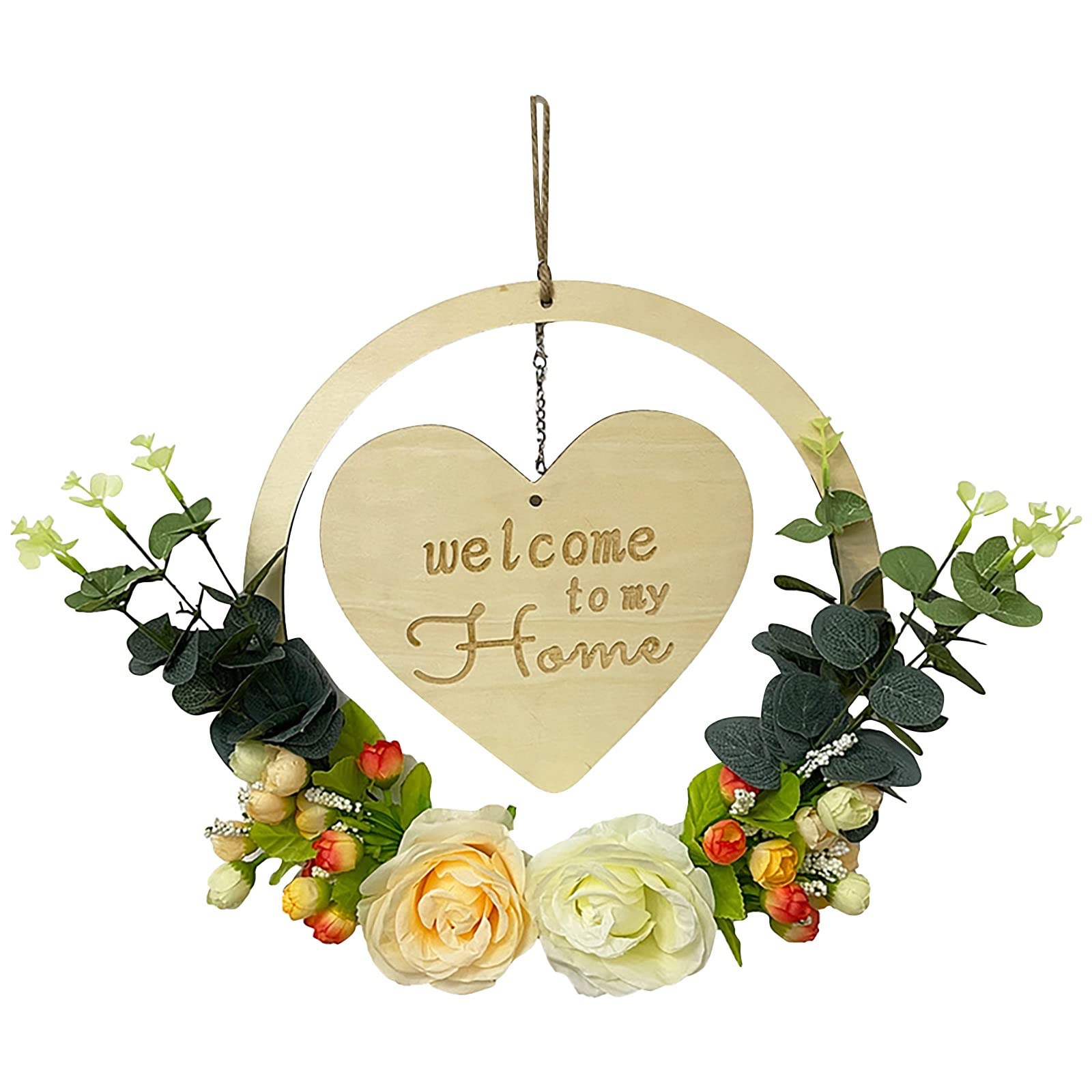 Large Wooden Heart Wreath - Valentine's Day Wall Door Hanging Decoration for Home, Mantel & Party Decor | Perfect for Front Door, Fireplace & Romantic Celebrations