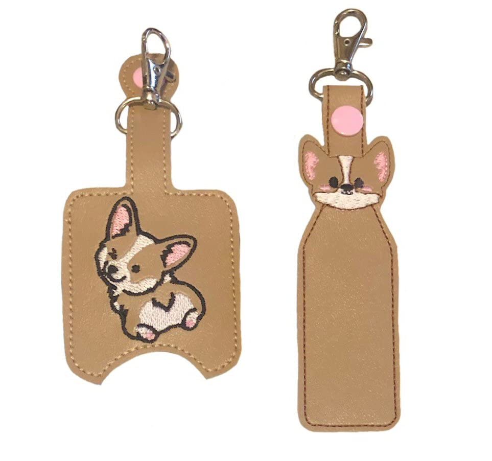 Corgi Hand Sanitizer Holder & Lip Balm Holder - Adorable Dog-Themed Sanitizer Clip for Purse, Keychain or Backpack - Perfect for Travel, Office & Daily Use