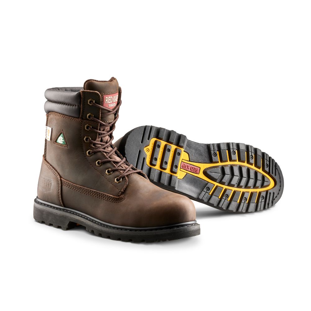 Red Kap Unisex 8 Steel Toe Work Safety CSA Boot CF23100ABR - Brown Leather Industrial Boots for Construction, Warehouse & Outdoor Work | OSHA Compliant Safety Footwear
