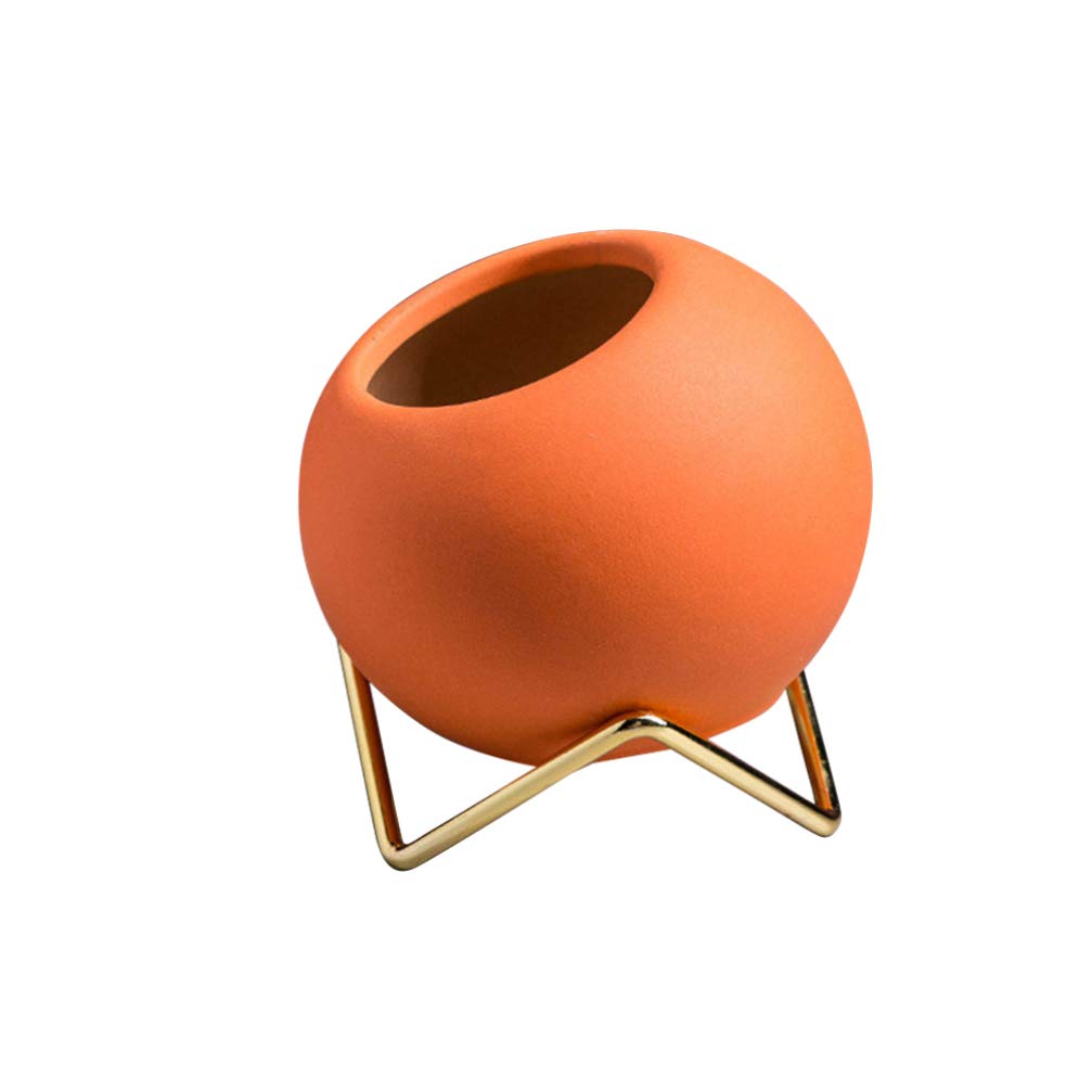 HEALLILY Ceramic Succulent Planter - 4 Inch Cactus Flower Pot with Drainage Hole, Nordic Style Home Decor for Desk, Office, Living Room | Perfect for Succulents, Air Plants & Small Houseplants (Orange)