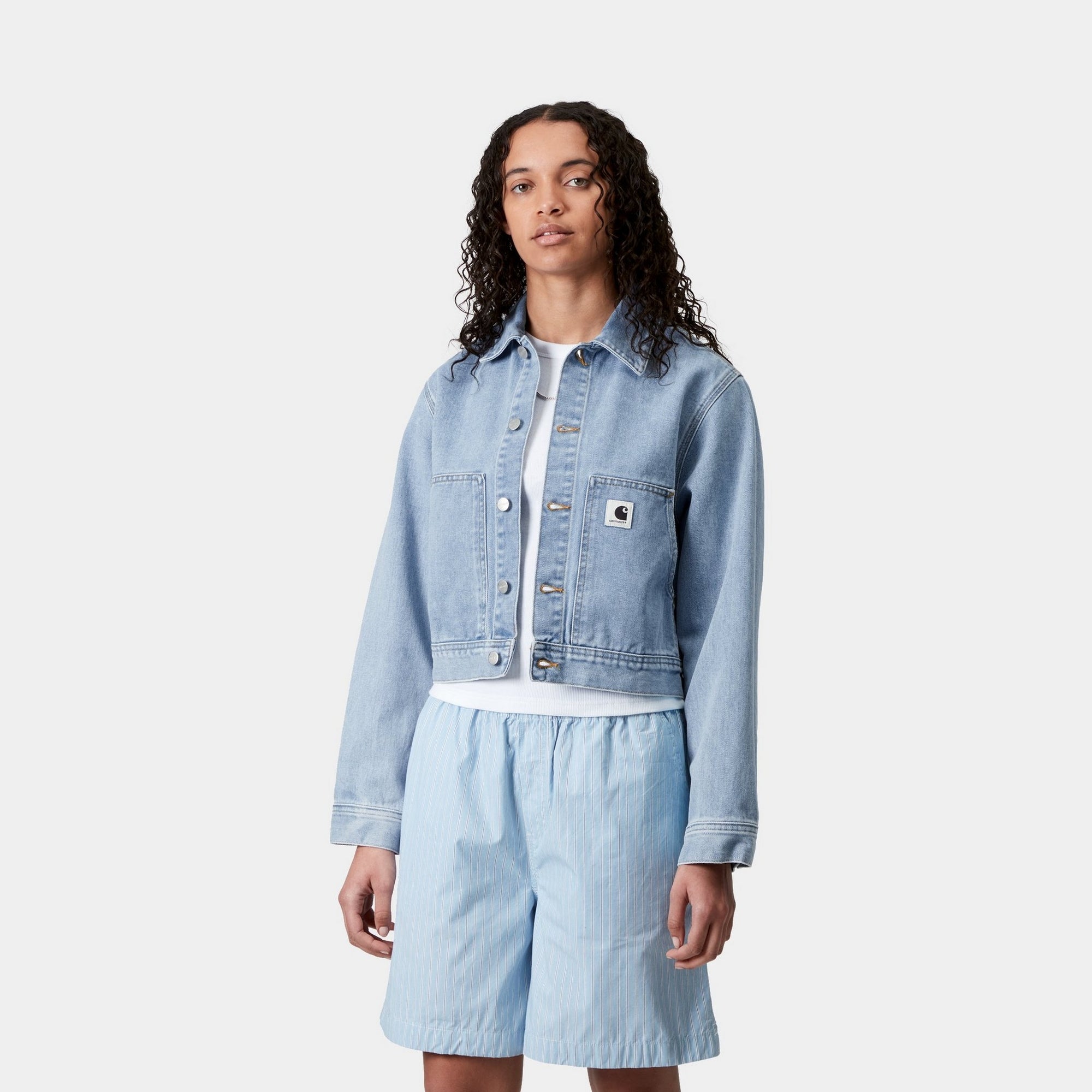 Women's Arca Jacket - Waterproof Windbreaker with Hood | Light Blue Stone Washed Denim Style | Perfect for Hiking, Camping & Outdoor Adventures