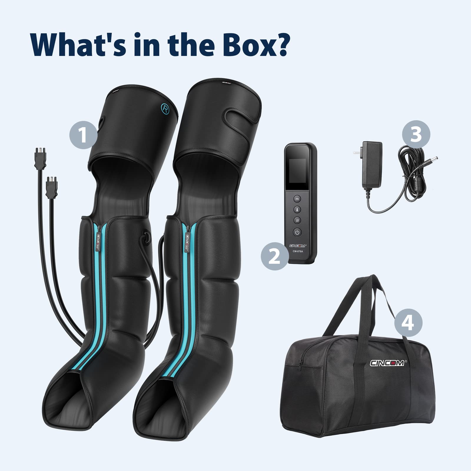CINCOM 3-in-1 Leg Massager with Heat & Air Compression - Circulation Booster for Calf, Foot Pain Relief & Edema Recovery - FSA/HSA Eligible - Perfect for Post-Workout Recovery, Office Workers & Elderly Care