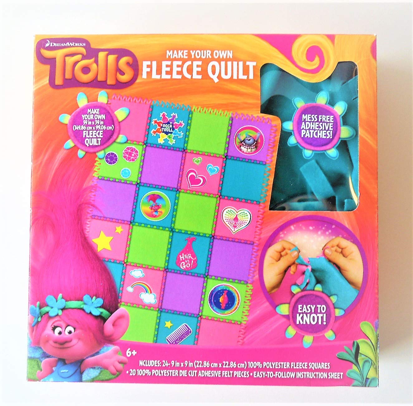 DIY Trolls Fleece Quilt Kit - Soft & Cozy No-Sew Blanket for Kids, Adults - Perfect for Movie Nights, Sleepovers & Camping Trips