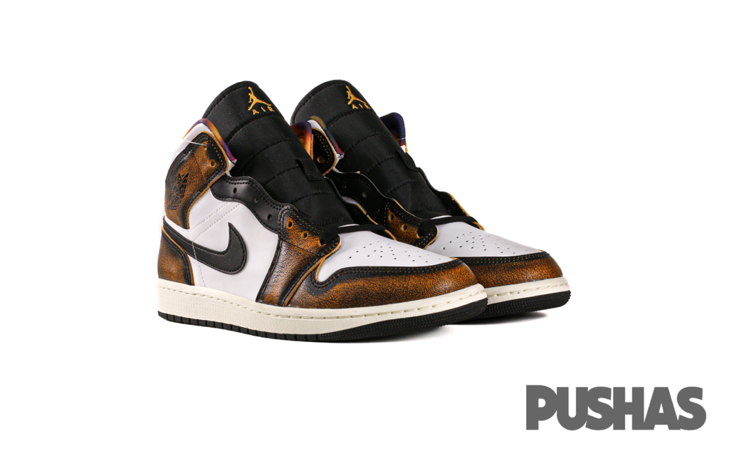 Air Jordan 1 Mid 'Wear Away Yellow' Basketball Shoes (2022) - Men's Retro High-Top Sneakers for Streetwear & Casual Style
