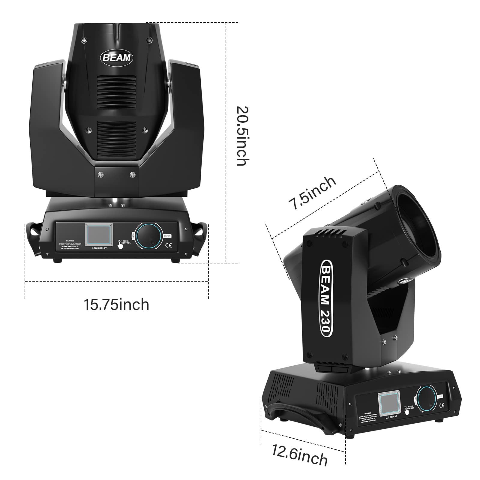 230W RGBW LED Moving Head Light with 7R Beam & 8 Prism - DMX512 Stage Lighting for DJ Disco Party, Concert, Wedding, and Nightclub Events (Black)