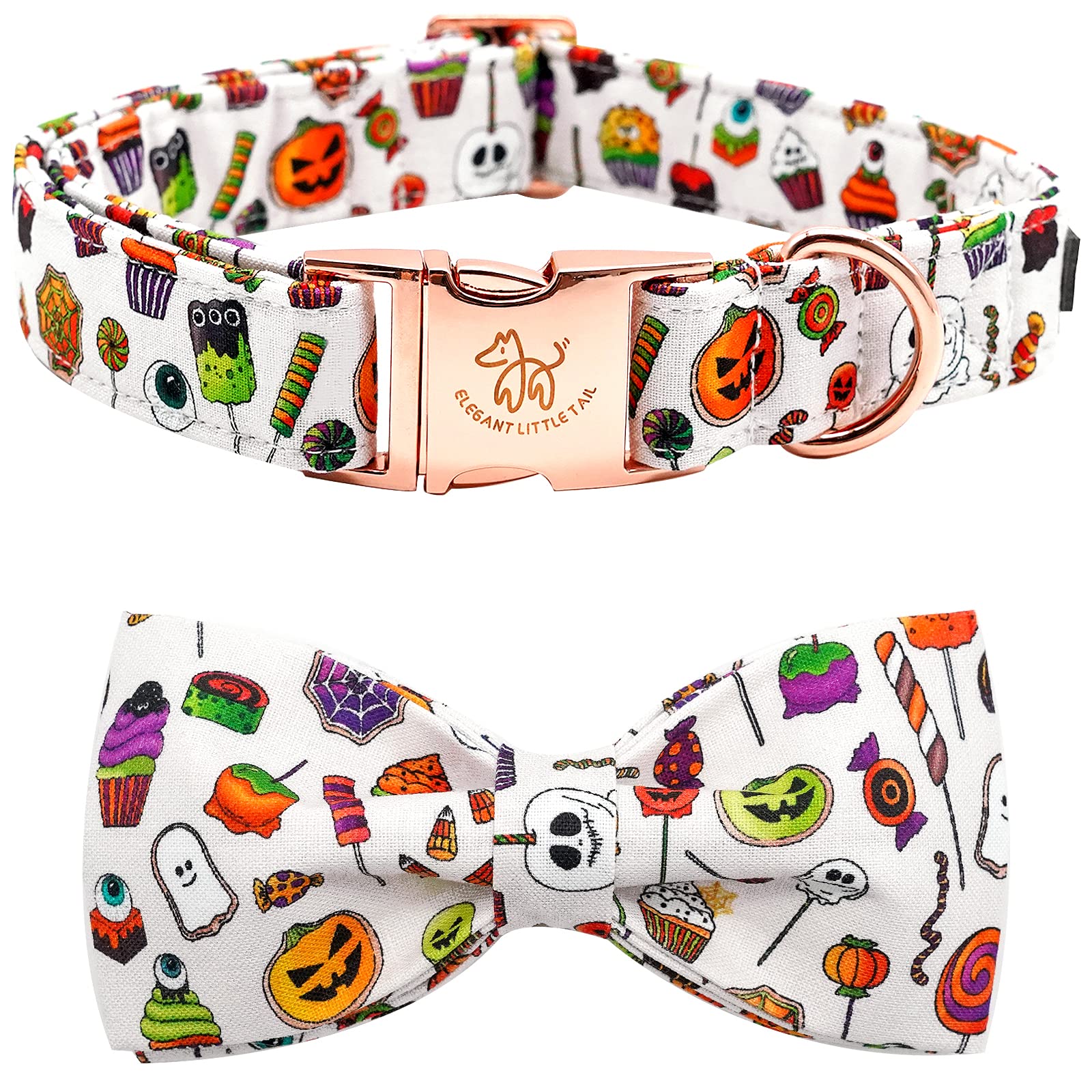 Elegant Little Tail Dog Collar with Bow - Halloween Pet Collar for Large Dogs | Soft Bowtie Collar for Girl & Boy Puppies | Perfect for Fall Season, Costume Parties & Daily Walks