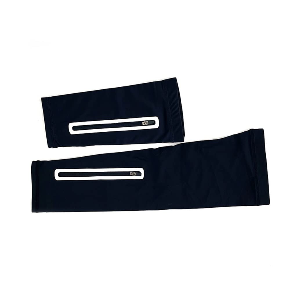 SJYDQ Unisex UV Protection Arm Sleeves for Running Cycling Outdoor Sports - Stretchable Phone Armband Wrist Bag (Black, XL) - Perfect for Hiking, Gym Workouts & Sun Protection