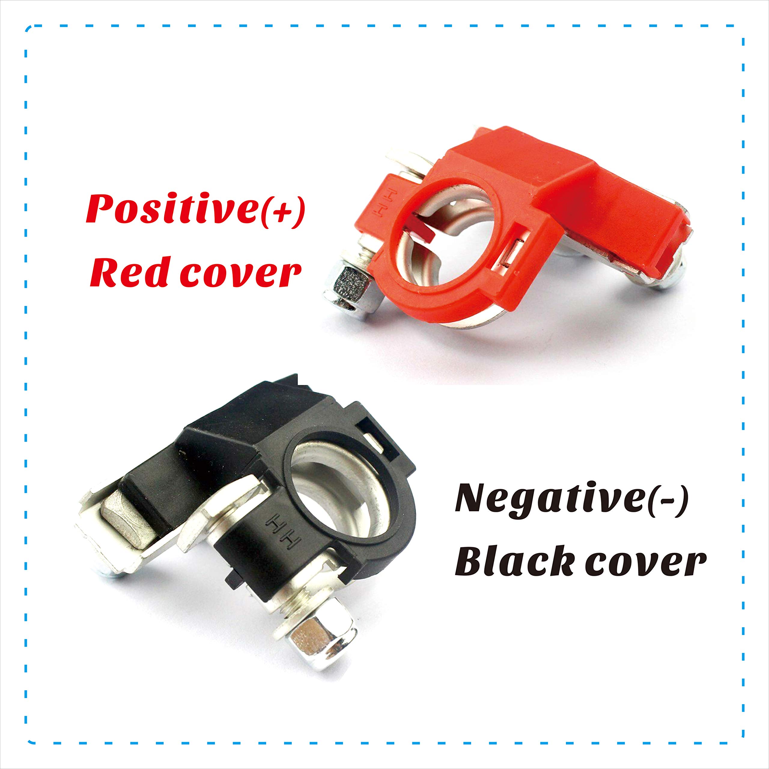 Heavy Duty 3-Way Top Post Battery Terminal Connector - 1pc Negative + 1pc Positive for Car, Truck, Boat & RV Battery Maintenance & Upgrades