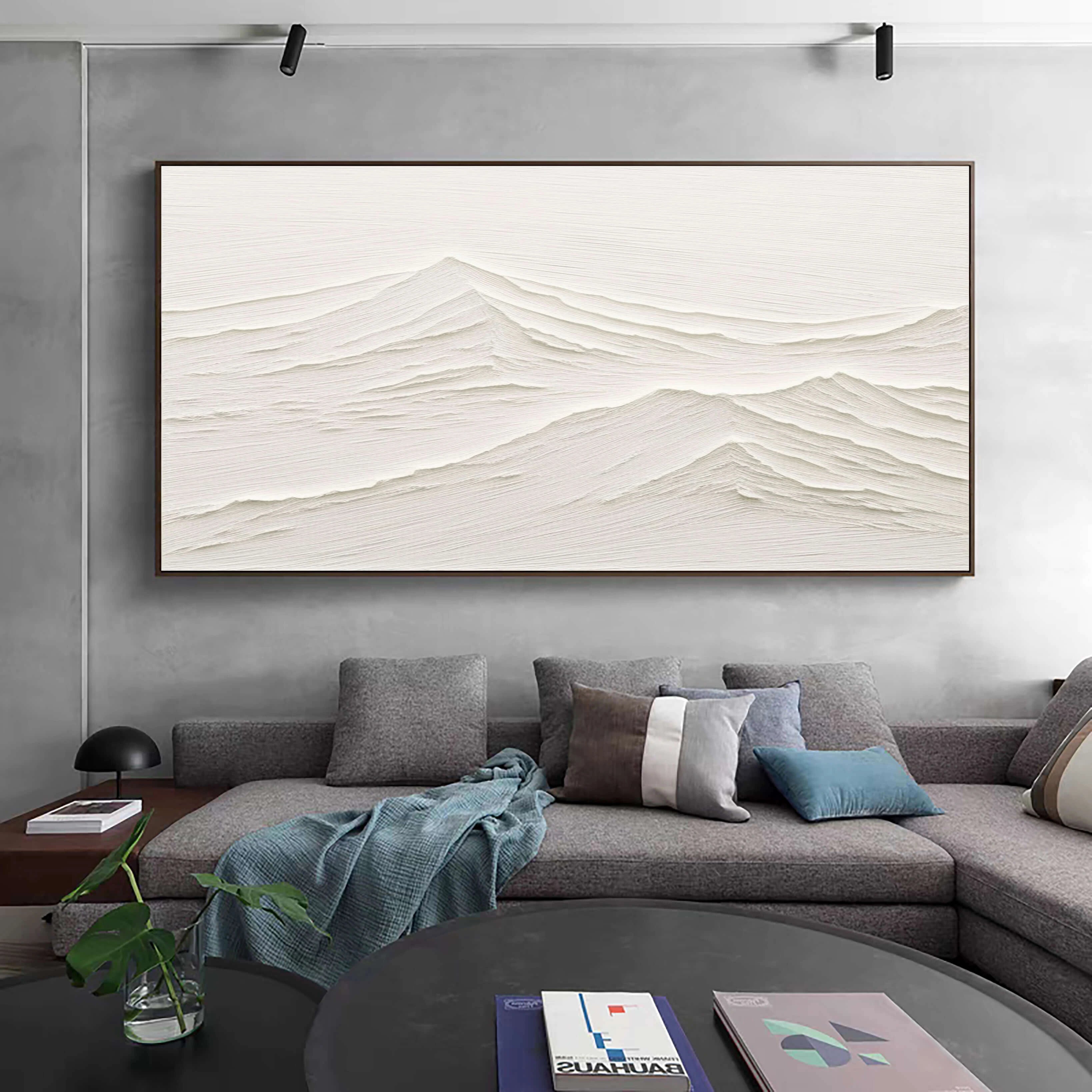 White Minimalist Textured Painting Canvas - Modern Abstract Wall Art for Home & Office Decor | Perfect for Living Room, Bedroom, or Gallery Display #MM071