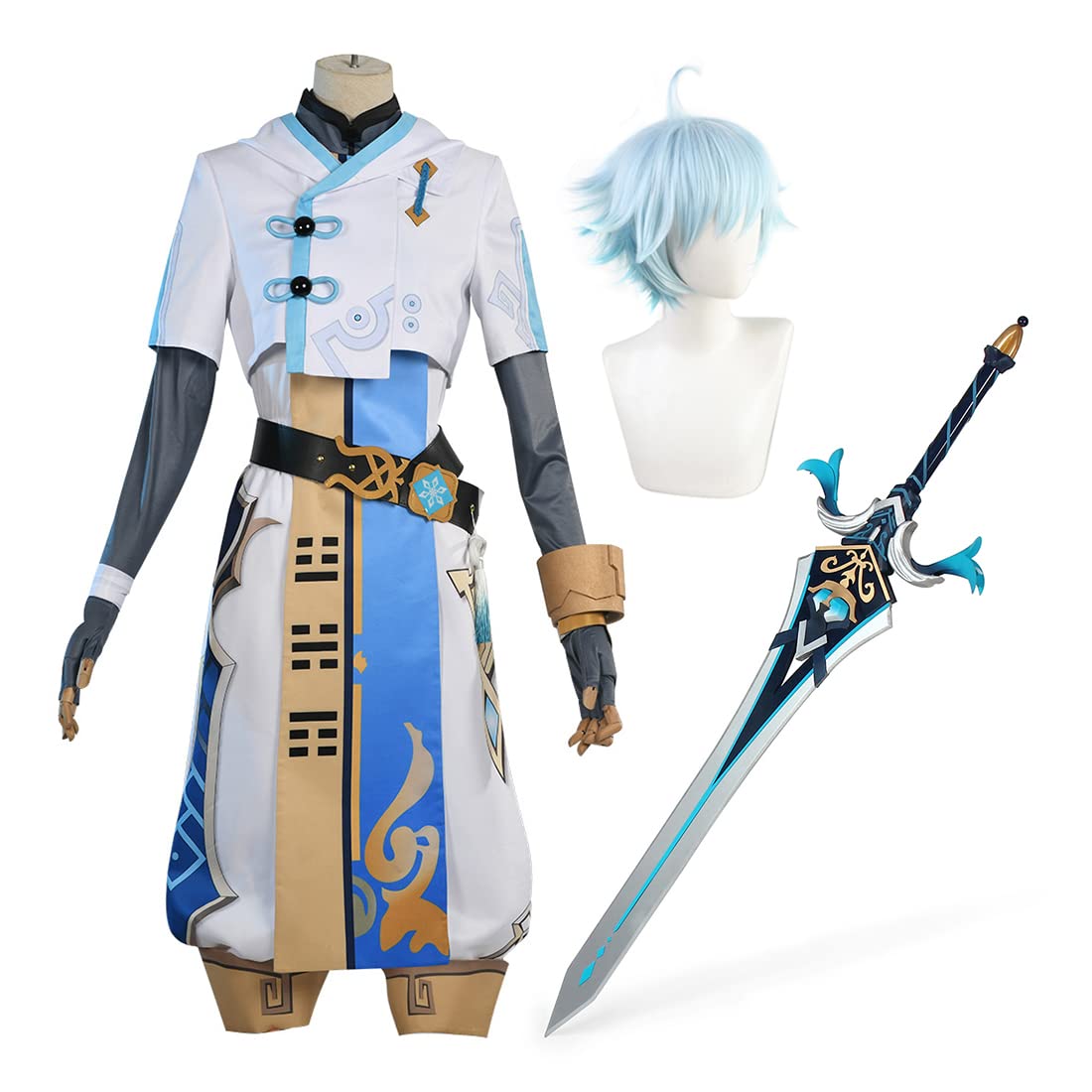 Genshin Impact Chongyun Cosplay Costume Set - Full Outfit with Wig & 160cm Sword Prop | Premium Anime Cosplay for Conventions, Halloween & Themed Parties