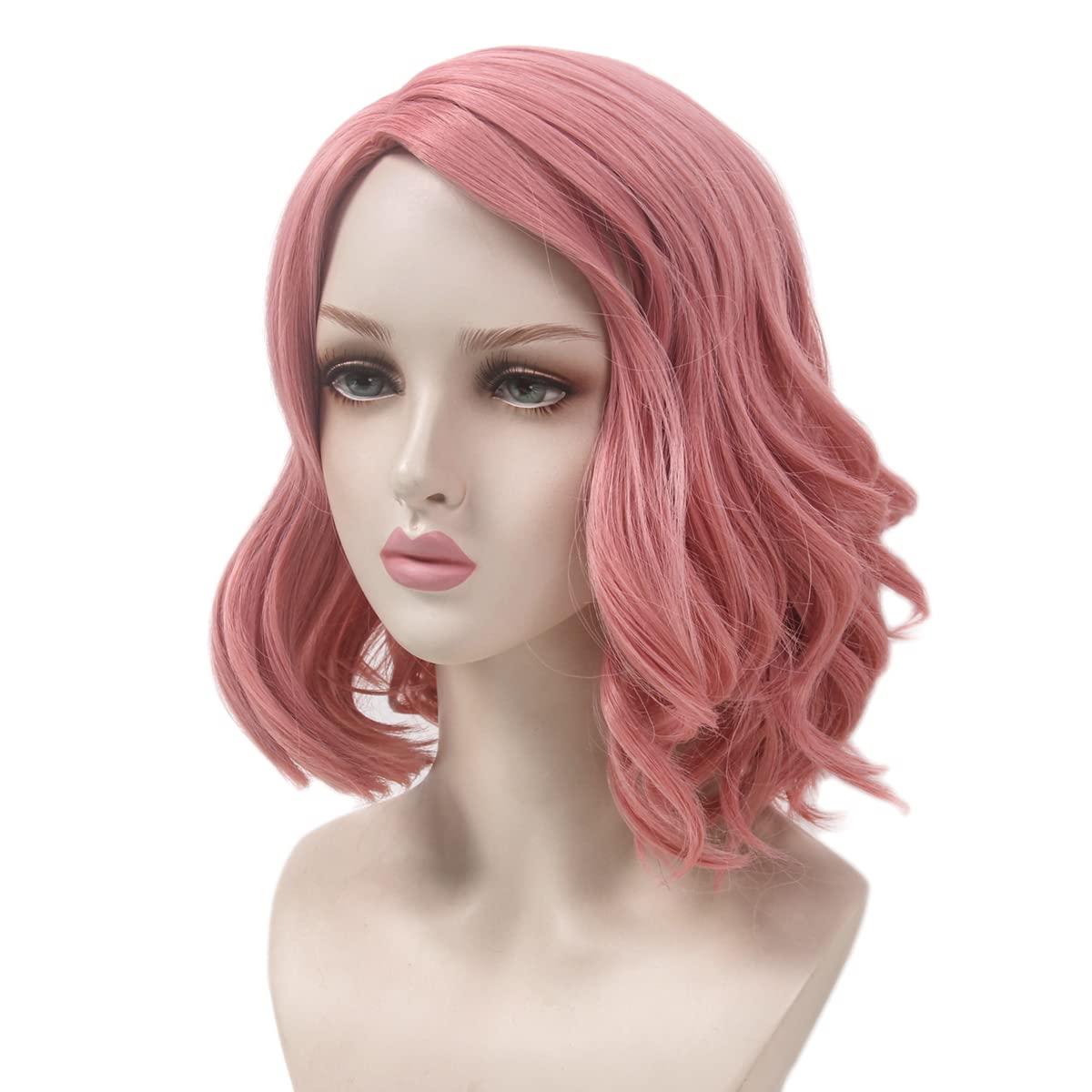 STfantasy Short Pink Wavy Synthetic Wig - Heat Resistant Women's Costume Hair for Cosplay, Fancy Dress, Halloween & Carnival Parties | Perfect for Costume Events, Themed Parties & Cosplay Conventions