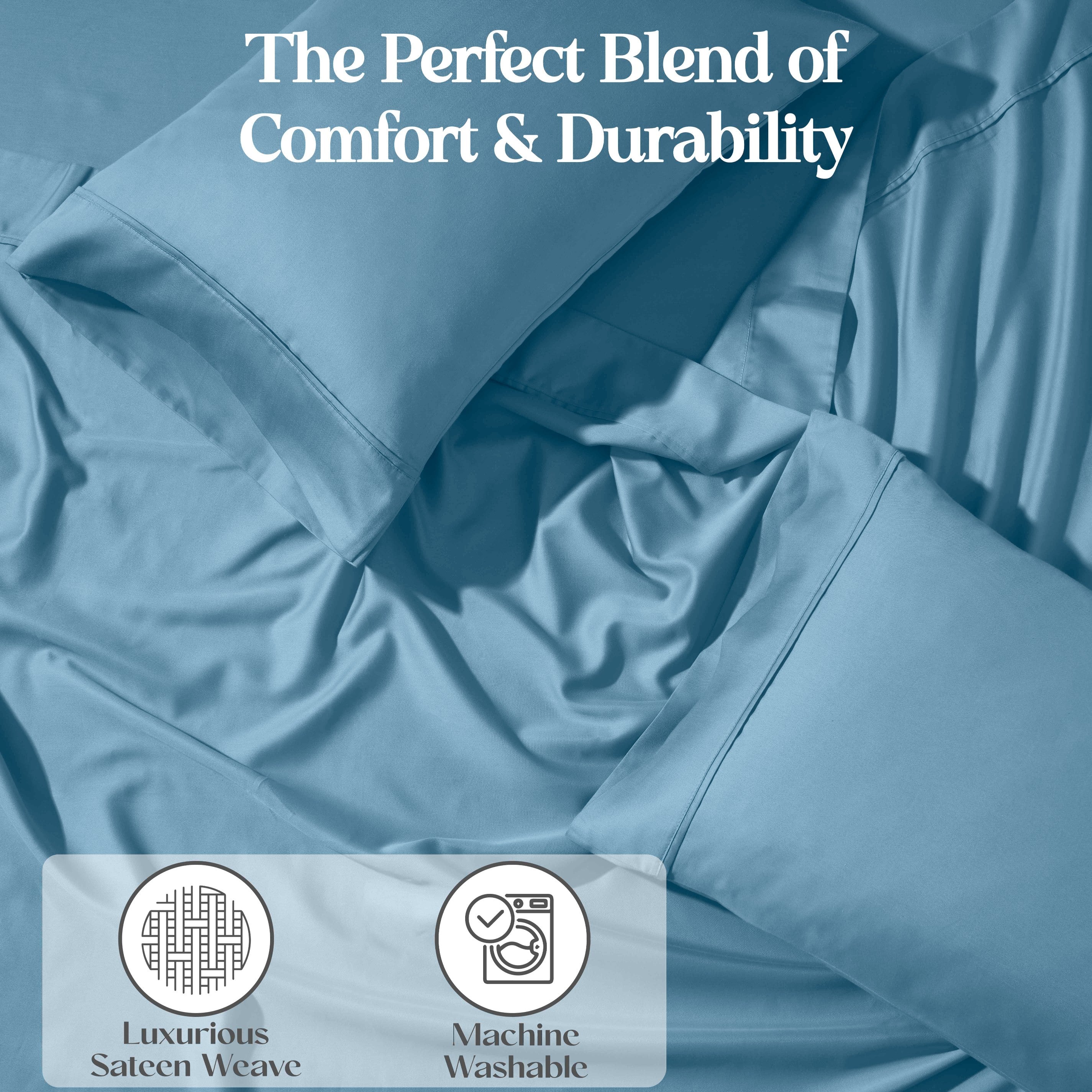 1200 Thread Count Cotton Rich Solid Deep Pocket Bed Sheet Set - Queen Size, Ultra Soft & Breathable - Perfect for Luxury Hotels, Guest Rooms & Master Bedrooms