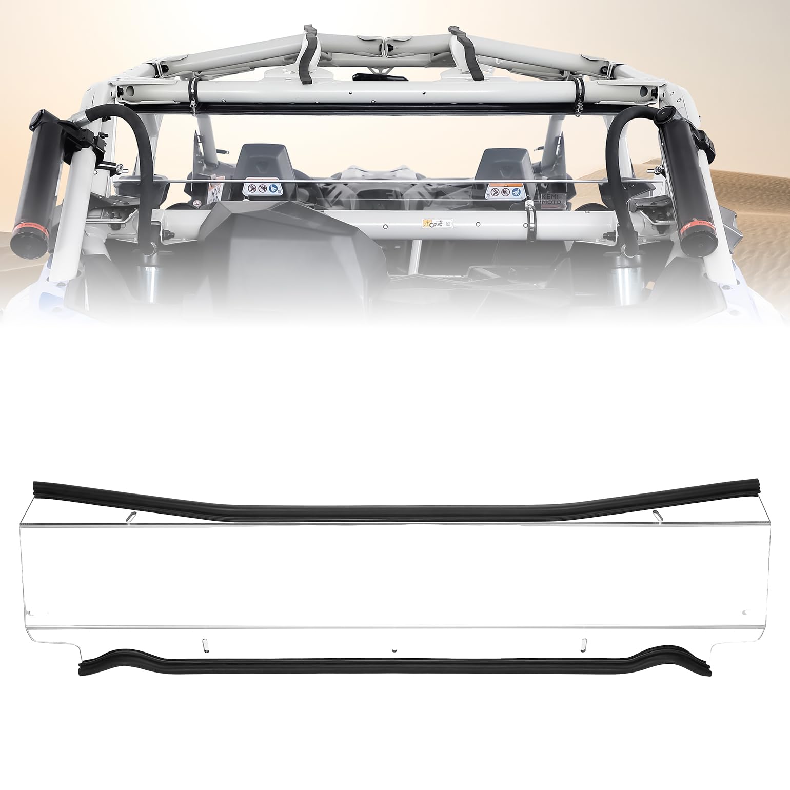 KEMIMOTO X3 Heavy Duty Clear Rear Windshield for Can Am Maverick X3 & Max (2017-2025) - Upgraded Sealing UTV Back Window Screen with PC Material - Perfect for Off-Roading, Dune Bashing & Trail Riding