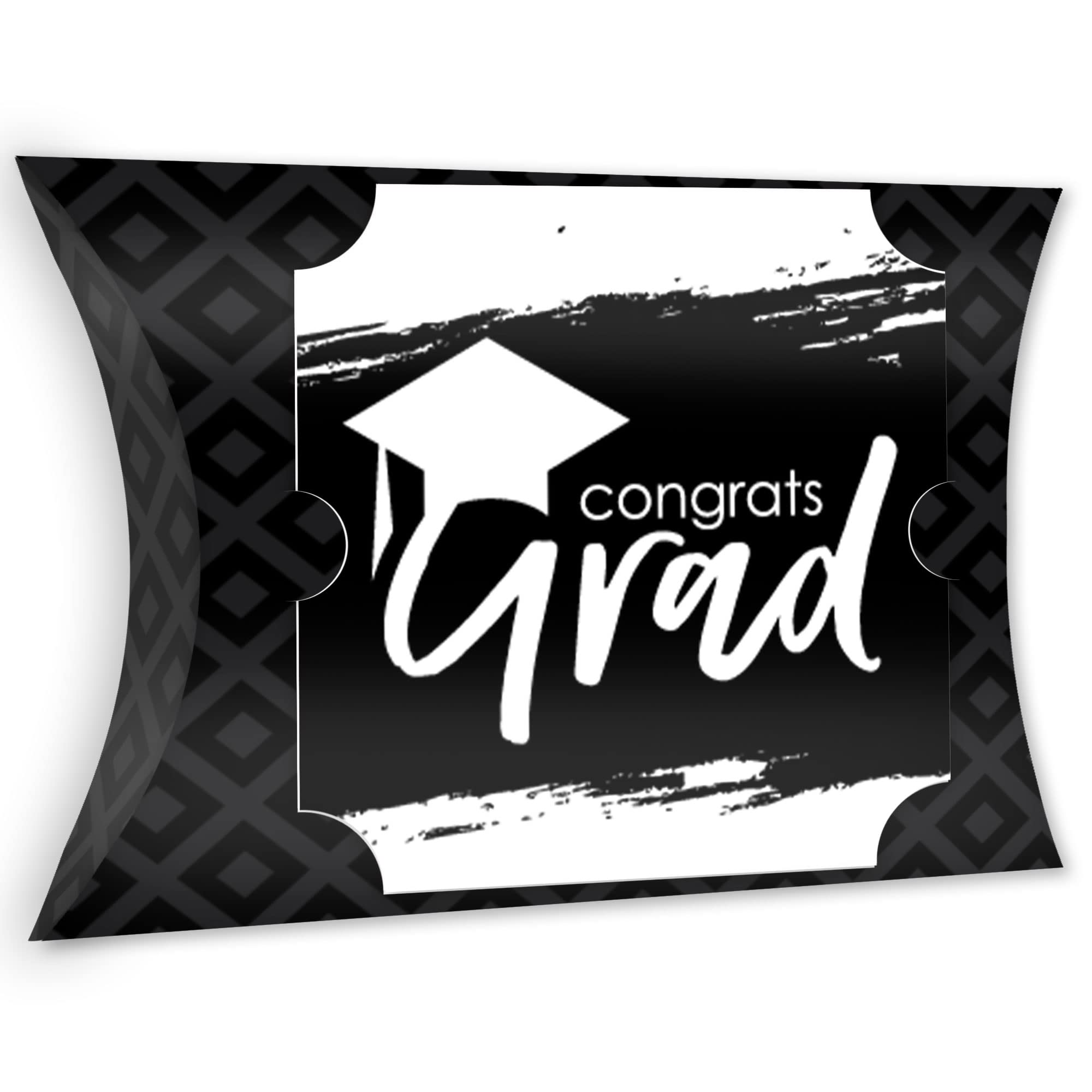 Black & White Graduation Gift Boxes - Set of 12 for Party Favors
