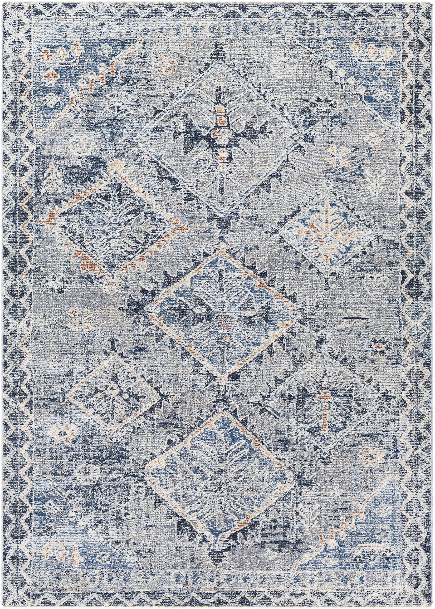 Mark&Day Allen Traditional Navy Area Rug 9x13 - Blue White Grey Carpet for Living Room, Bedroom, Kitchen - Soft & Durable 8'10