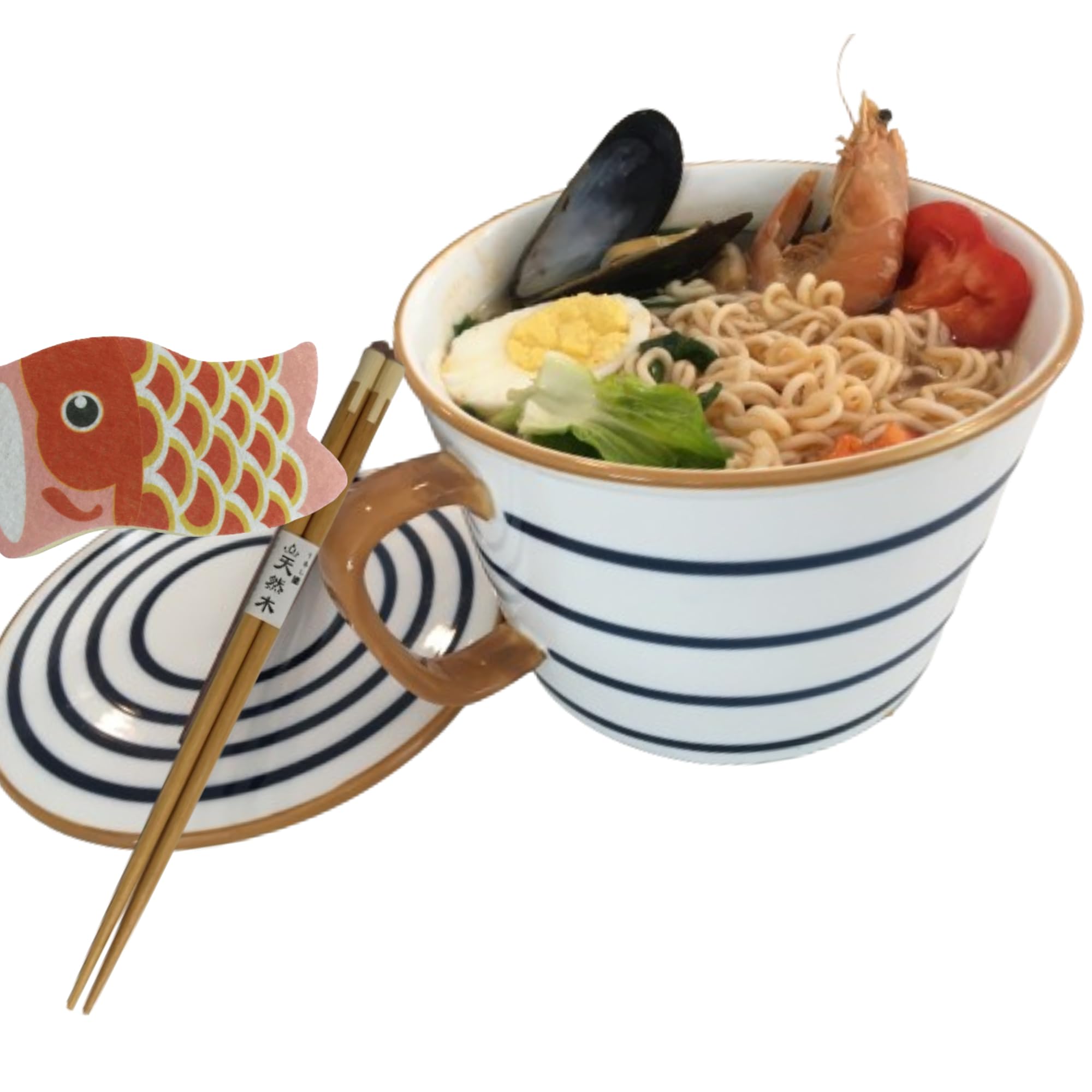 Premium Ceramic Noodle Bowl Set - Microwave Safe Ramen Soup Bowl with Lid & Chopsticks - Large Handled Asian Dinnerware for Ramen, Pho, Udon - Perfect Gift for Noodle Lovers & Home Dining
