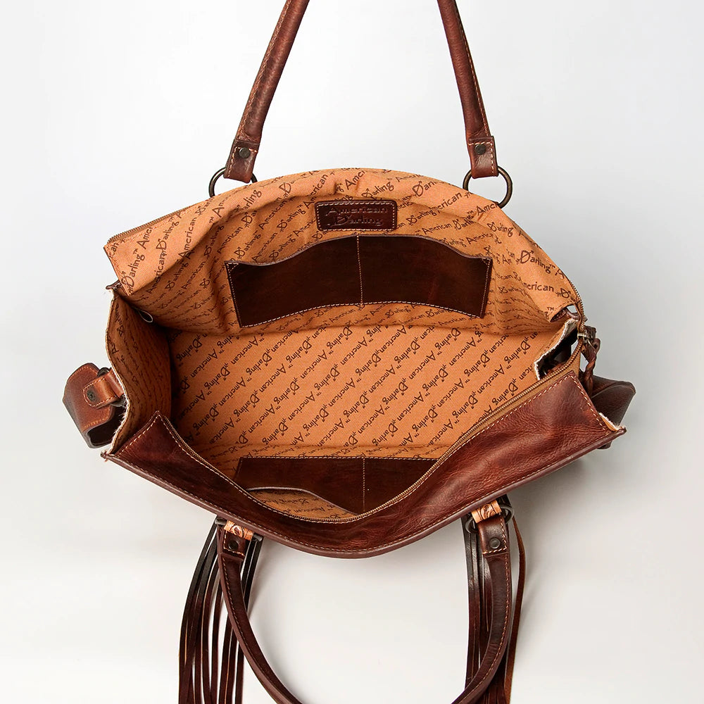 American Darling Conceal Carry Tooled Leather Hide Tote Bag - Stylish & Functional for Everyday Use, Travel, and Concealed Carry