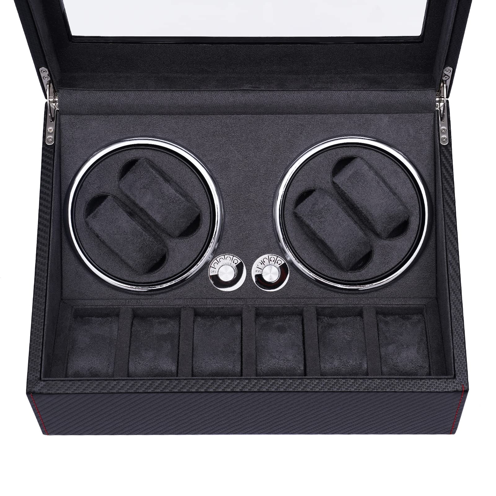 Premium SHZICMY Watch Winder for 4 Watches - Automatic Watch Storage Box with 6 Extra Slots, Blue LED Backlight, Crocodile Texture Exterior & Velvet Lining | Silent Mabuchi Motor, 4 Rotation Modes | Perfect for Watch Collectors & Luxury Timepiece Display (Home/Office/Collection Showcase)