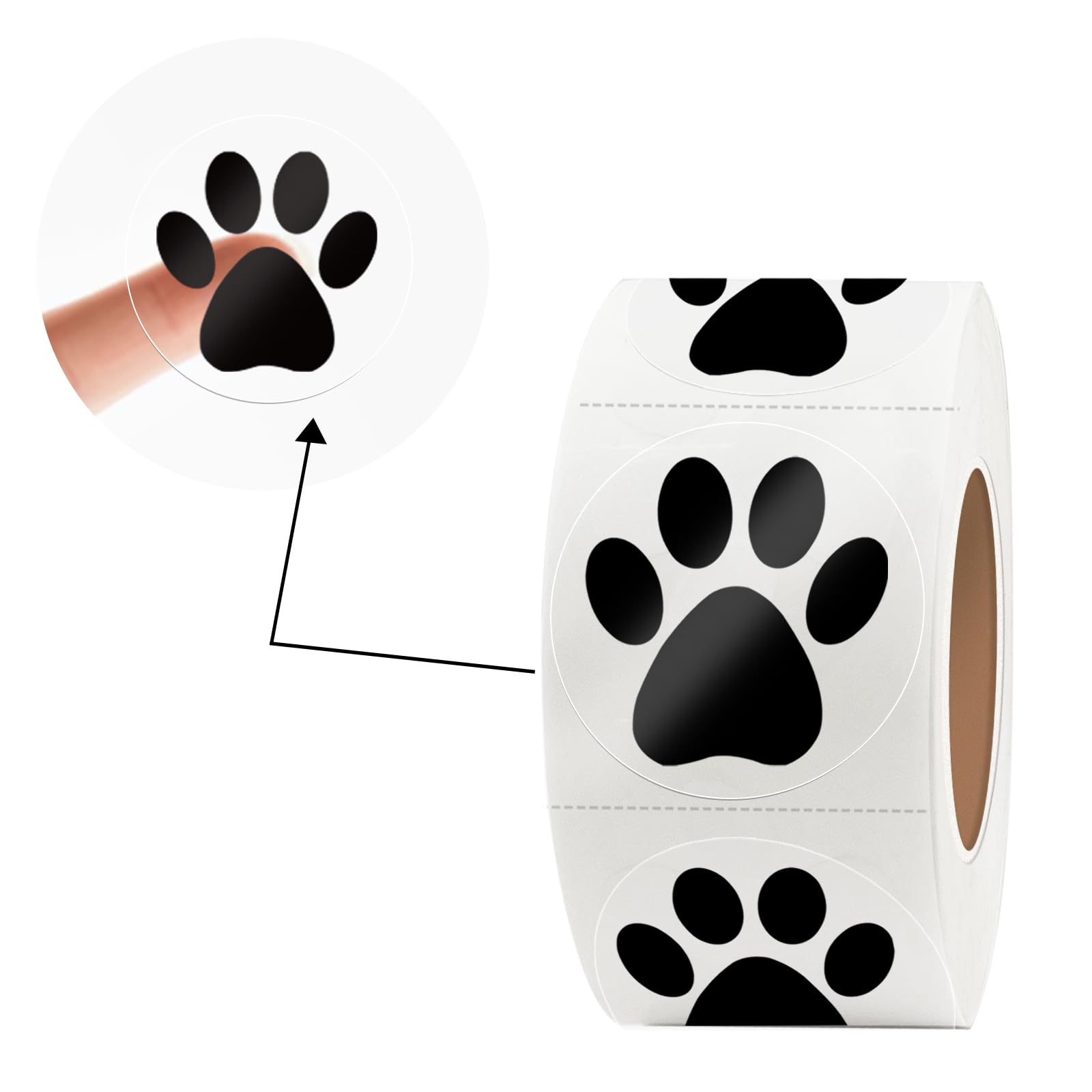 500 Pcs 1 Inch Clear Paw Print Stickers - Self-Adhesive Dog & Bear Paw Stickers Roll for Kids Birthday Party Decorations, Envelopes, Seals, Cards & Gift Wrapping - Perfect for DIY Crafts, Scrapbooking & Pet-Themed Events