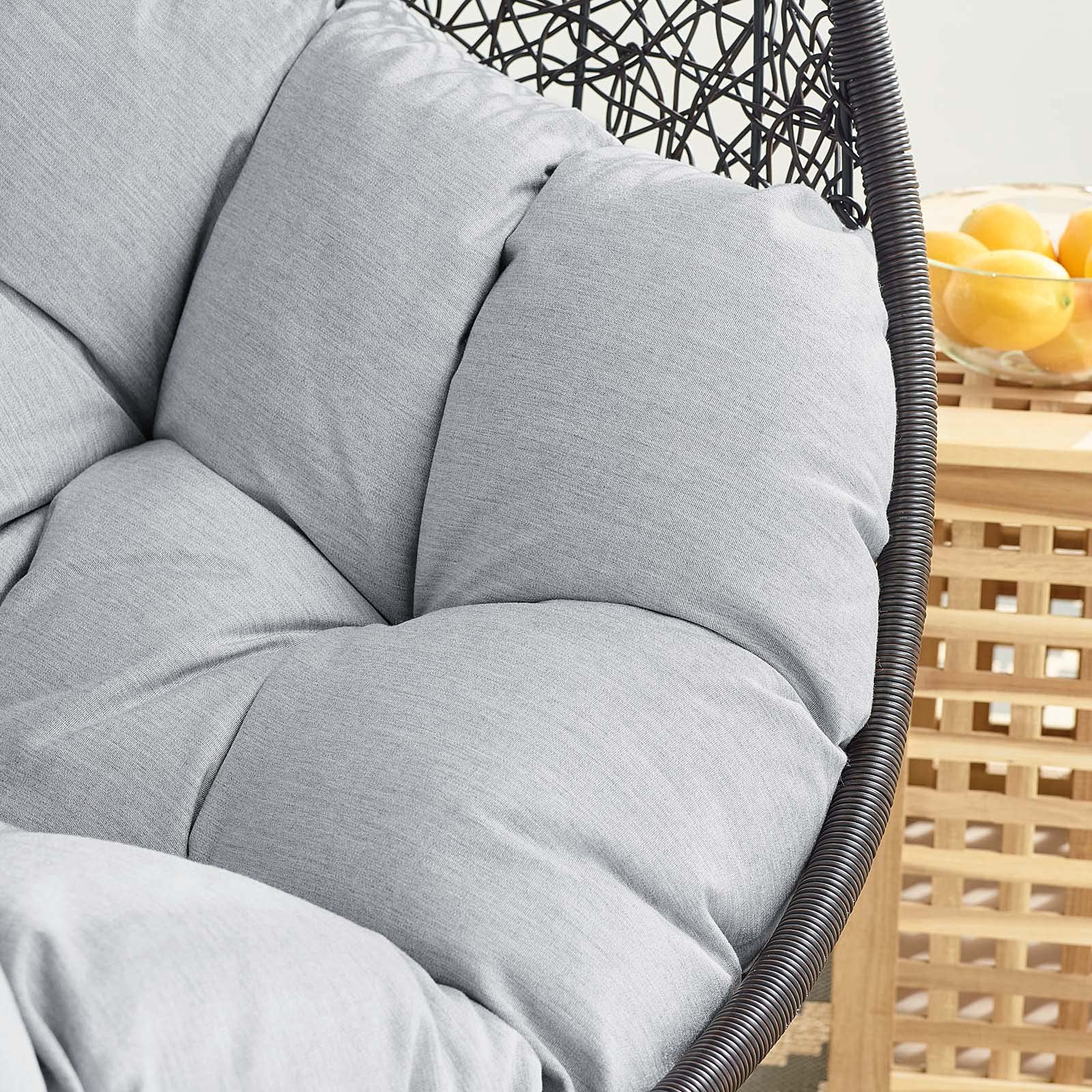Modern Swing Lounge Chair for Outdoor Patio, Balcony, Cafe & Garden - Black & Gray Hanging Chair for Relaxing, Lounging & Reading