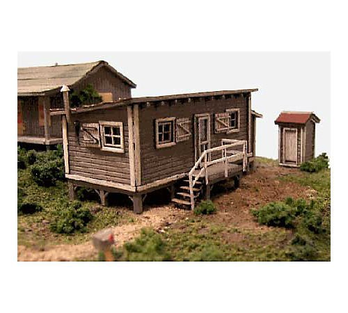 HO KIT Laser-Cut Joe's Cabin & Outhouse - DIY Wooden Model Kit for Adults - Perfect for Home Decoration, Collectors & Hobbyists