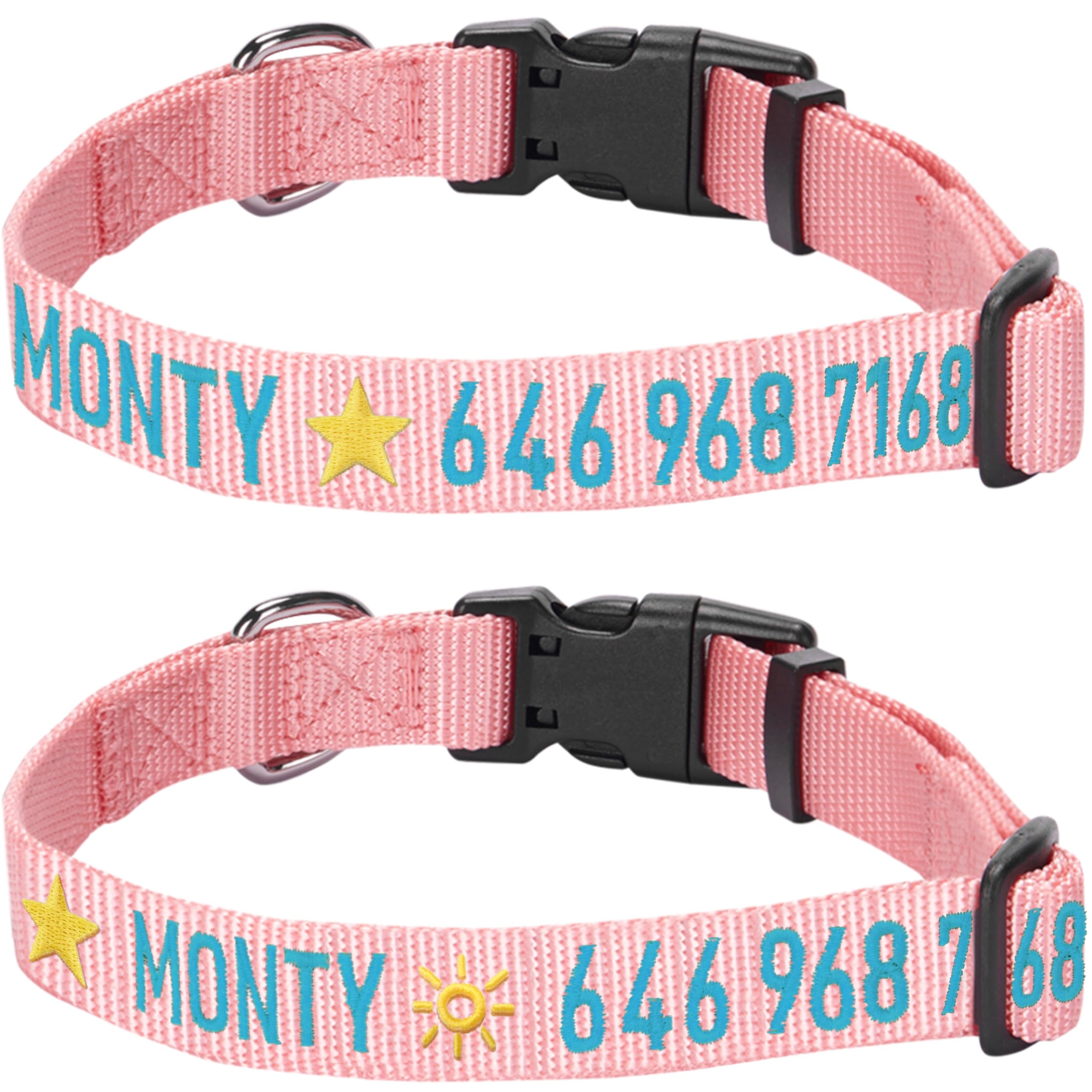 Personalized Dog Collars for Small Dogs - Adjustable Pet Collar with Custom Name & Phone Number Embroidery | Blueberry Pet Essentials (Baby Pink, Small) | Perfect for Daily Walks, Training & Pet Identification