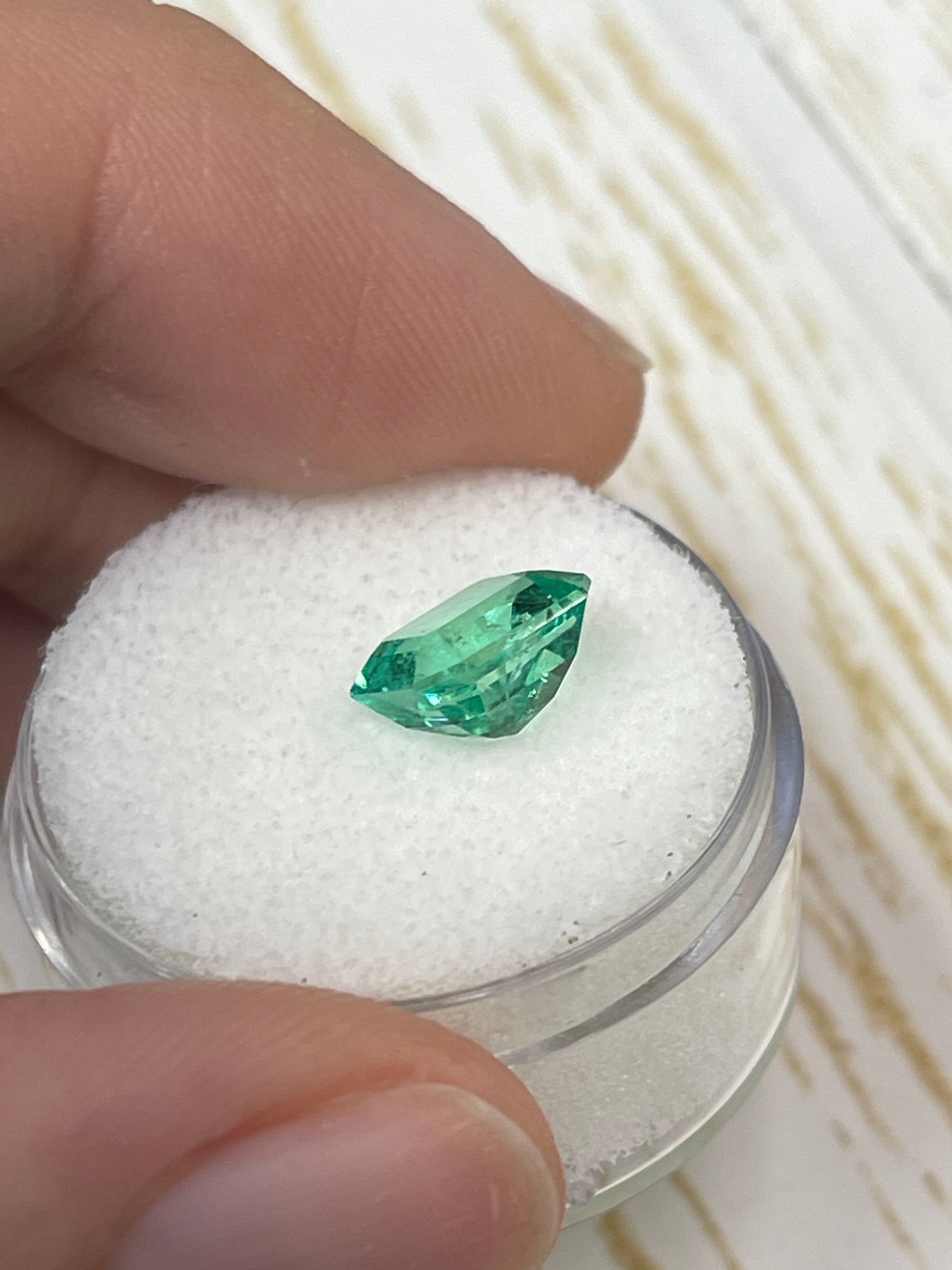2.26 Carat 9x7mm Crystalline Yellowish Green Natural Loose Colombian Emerald - Emerald Cut Gemstone for Jewelry Making, Engagement Rings & Luxury Gifts