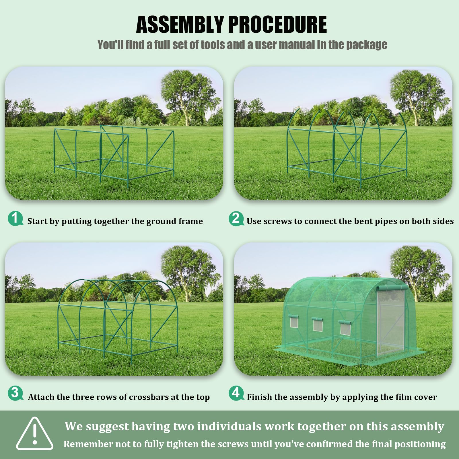 12x7x7 FT Heavy Duty Outdoor Greenhouse with Screen Door - UV Protection, Thermostatic & Waterproof Walk-in Plant House for Gardening - Perfect for Backyard, Patio & Garden Plant Protection