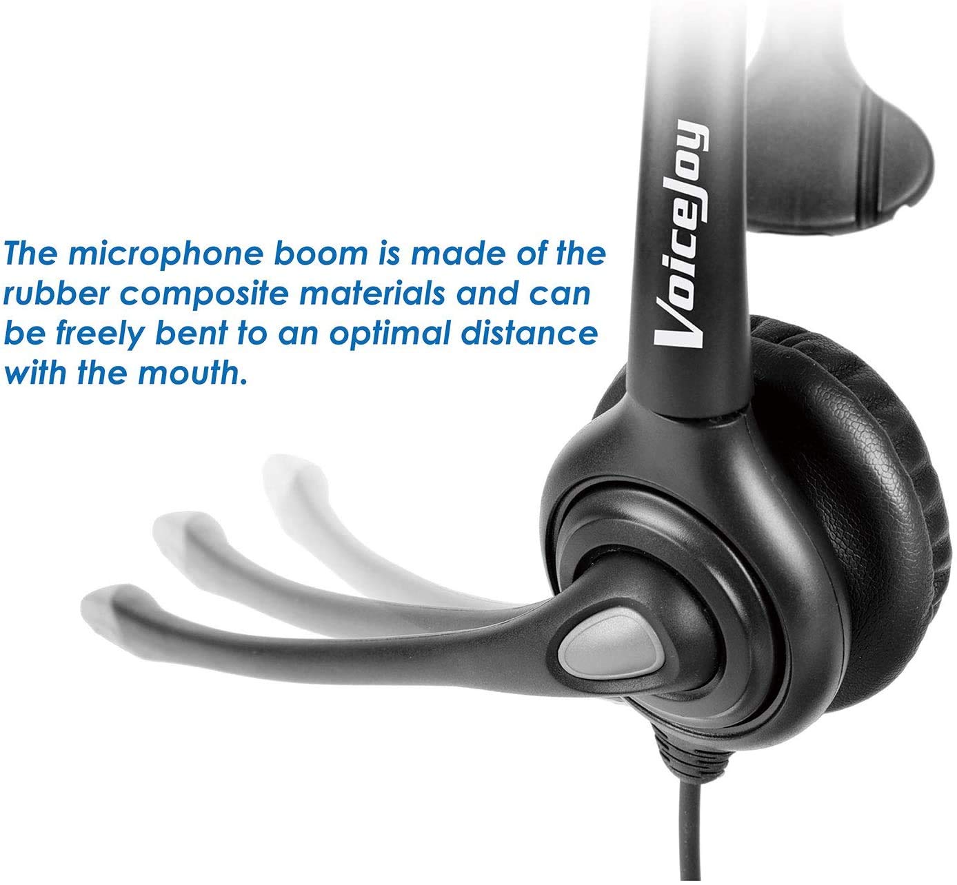 VoiceJoy Monaural Headset with Noise Cancelling Microphone | QD Quick Disconnect | Compatible with Plantronics | Perfect for Call Centers, Office Work & Customer Service
