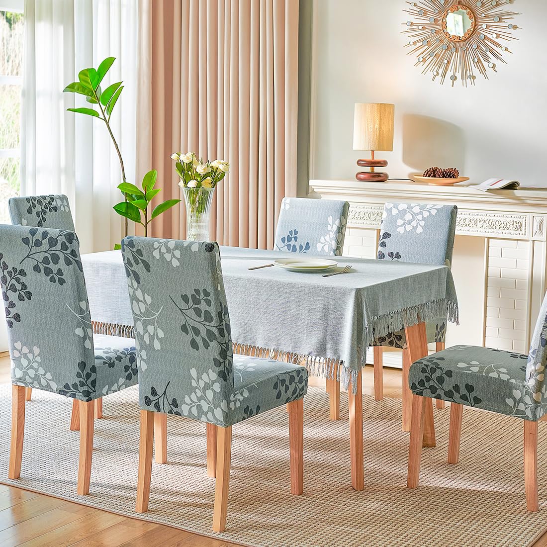 Stretch Dining Chair Covers 6-Pack - Washable Spandex Slipcovers for Parsons Chairs | Blue Kitchen & Dining Room Chair Protectors | Perfect for Home Decor, Parties & Everyday Use