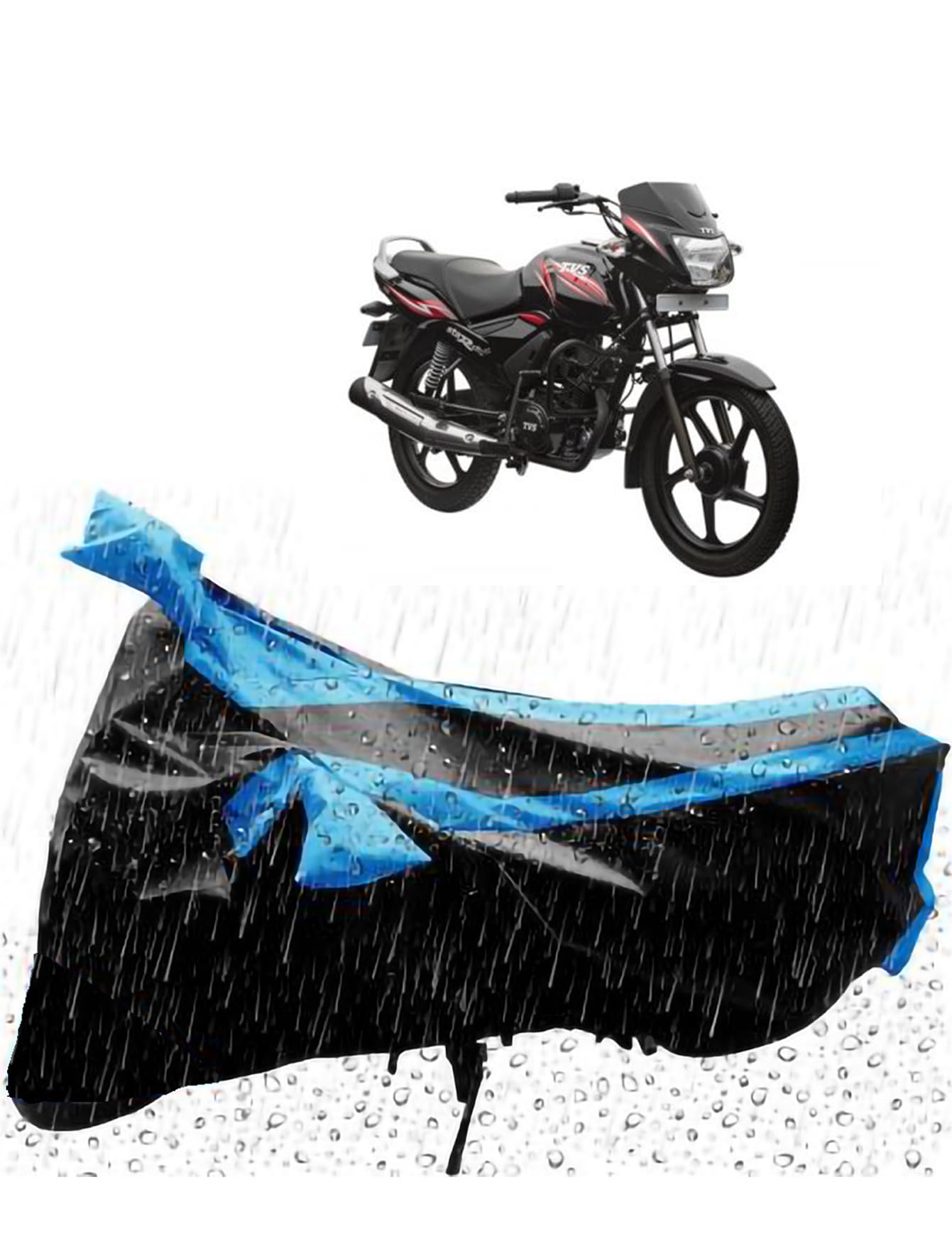 JSR Waterproof Bike/Scooty Cover for TVS Star City Plus with Side Mirror Pocket - Durable Motorcycle Cover for Outdoor Protection - Perfect for Parking, Rainy Weather & Long-Term Storage