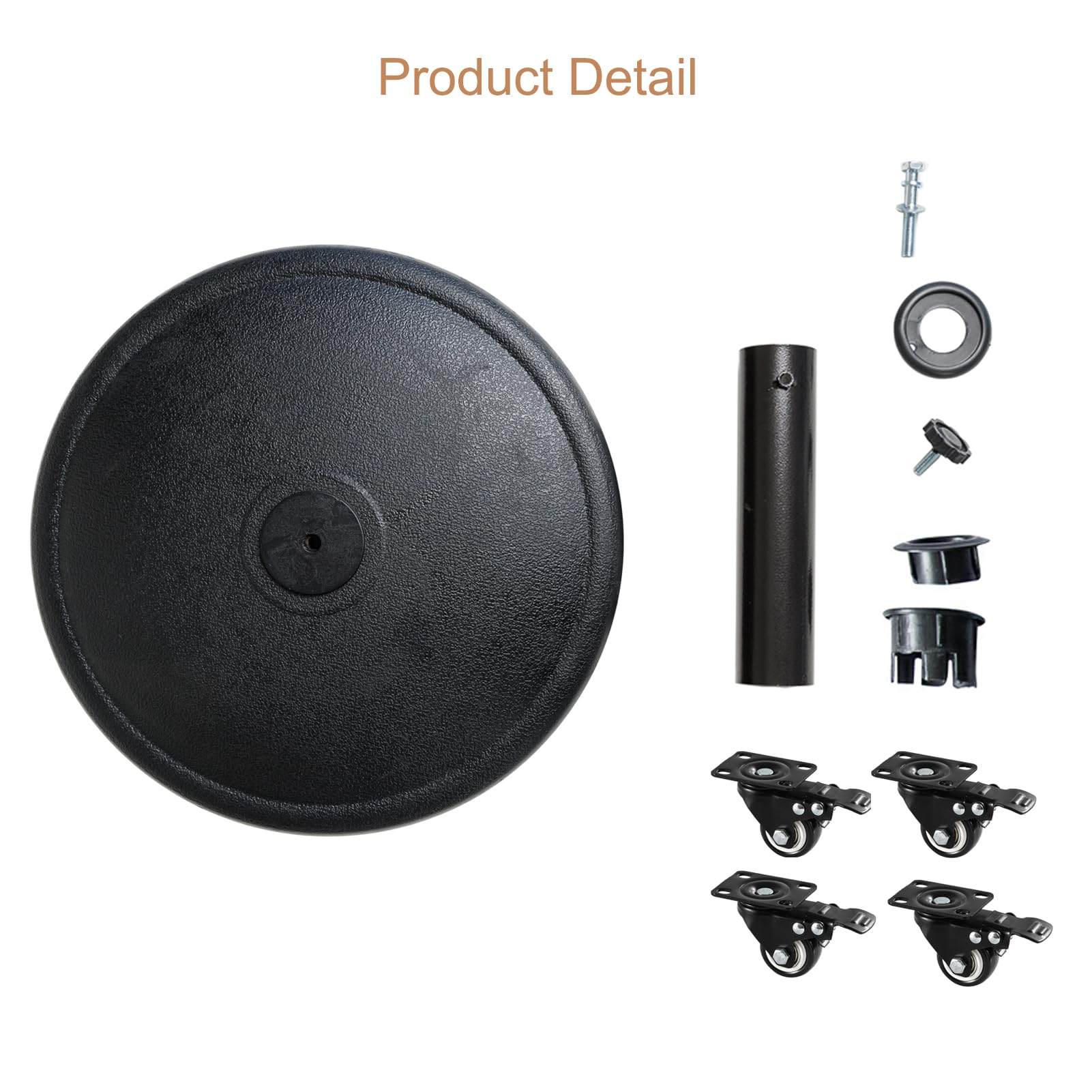 Heavy Duty 44 lb Round Base Stand with Rolling Wheels for Outdoor Patio Umbrella - Black | Perfect for Market, Garden, and Poolside Use