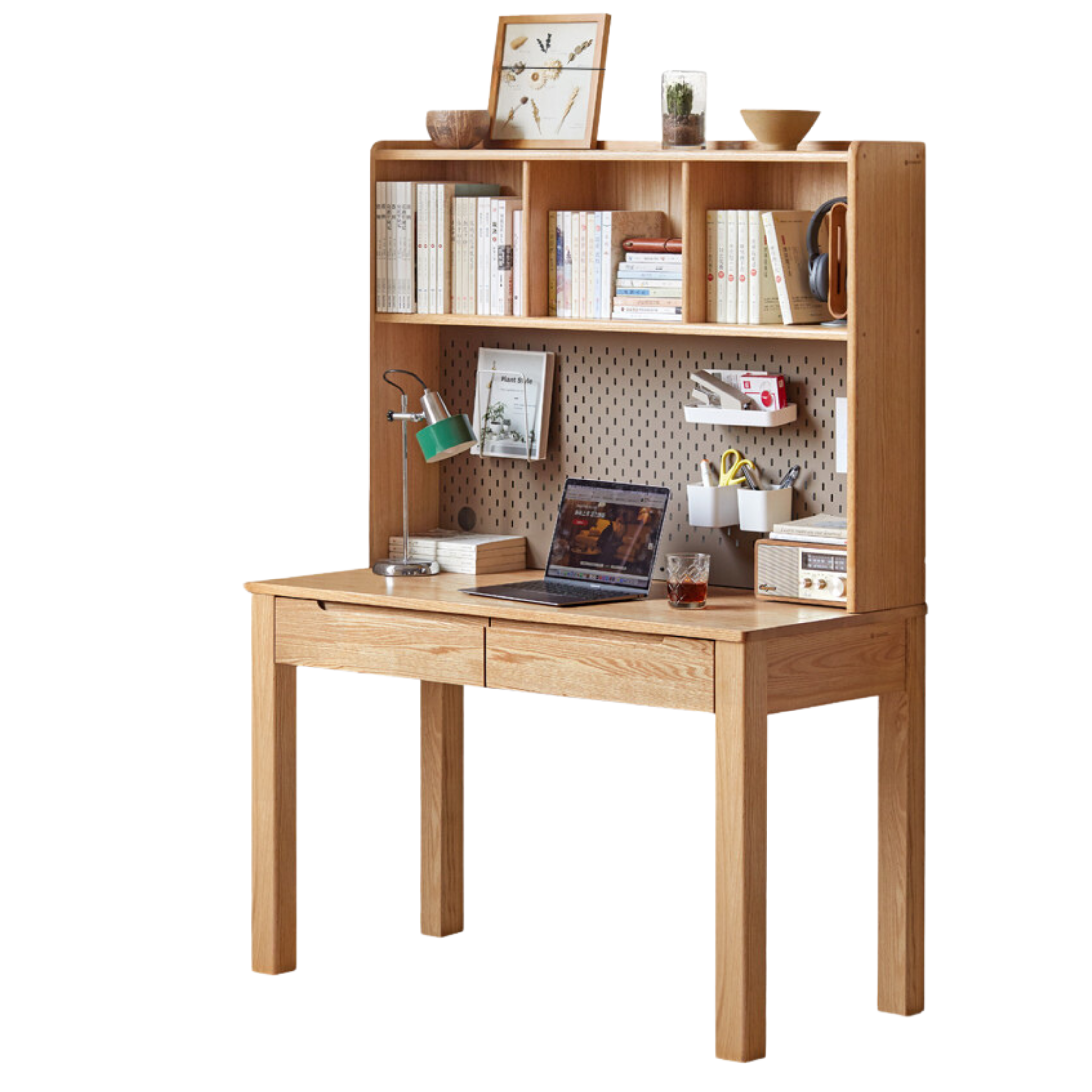 Premium Solid Wood Office Desk - Oak & Beech - Modern Home Office Furniture for Remote Work & Study