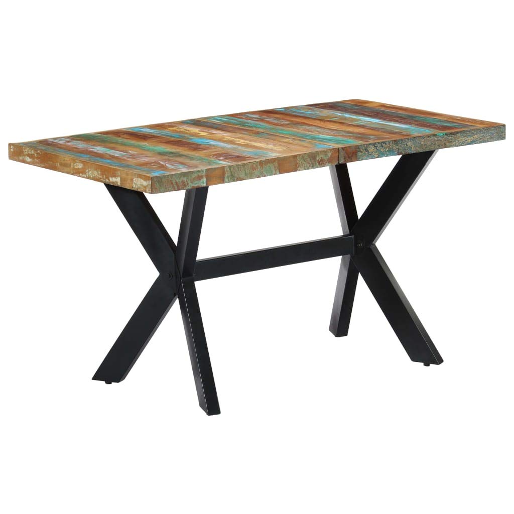 Modern Rectangular Dining Table with Steel Cross Frame - 55.1