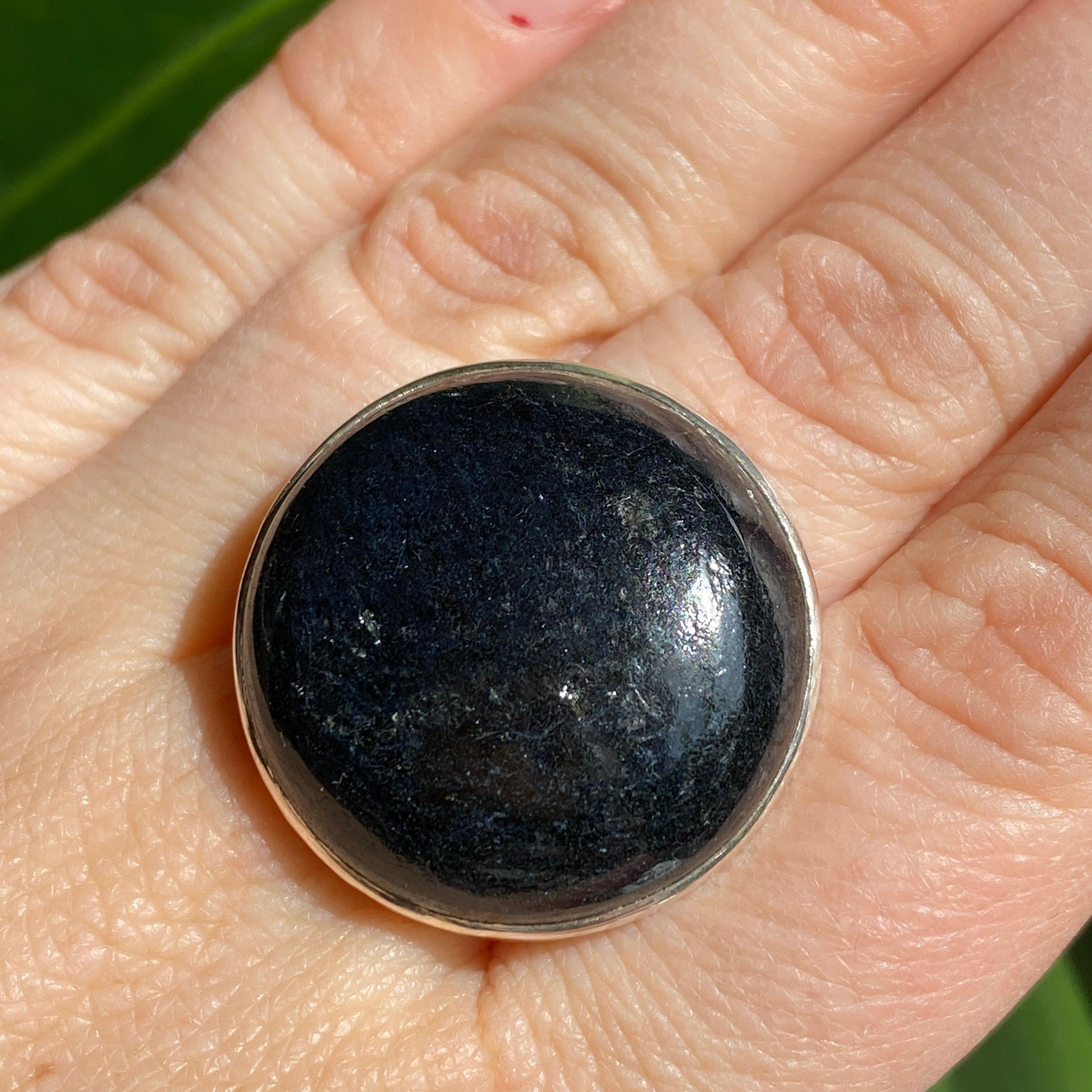 Black Tourmaline Round Hammered Band Ring - Size 9 - KRGJ2251 - Perfect for Spiritual Healing, Energy Protection & Boho Fashion Jewelry