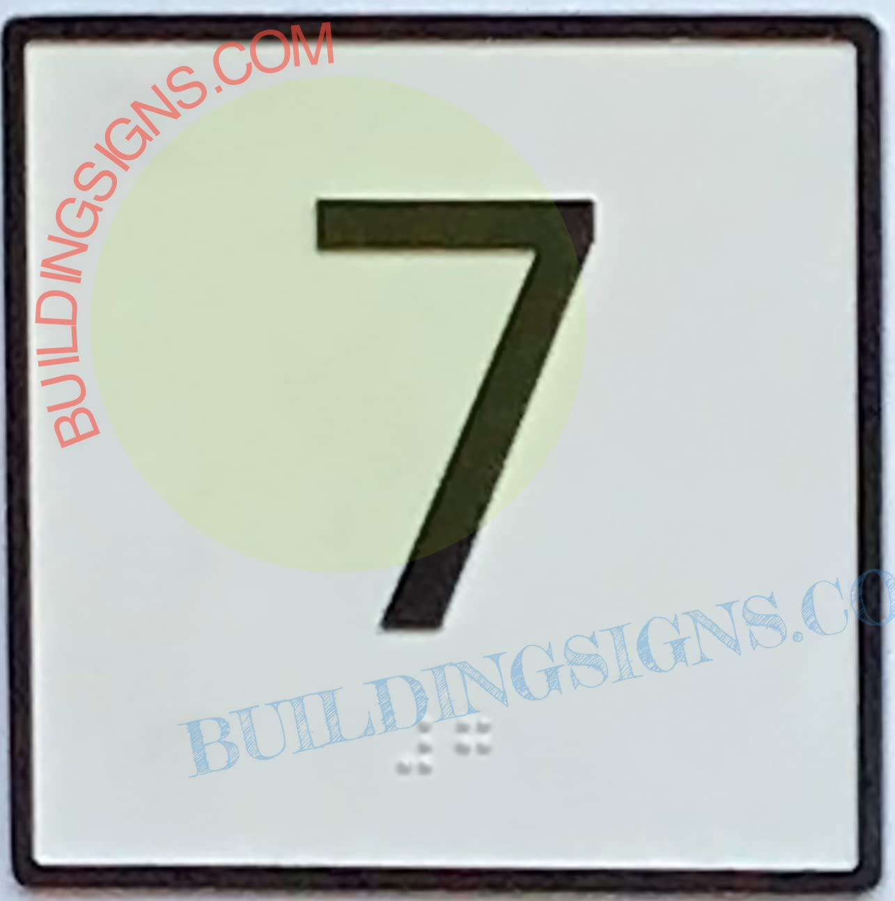 Cast Iron Elevator Floor Number 7 Sign - 4x4 Inch White Background Jamb Plate - Durable Metal Elevator Sign for Office Buildings, Hotels & Apartments
