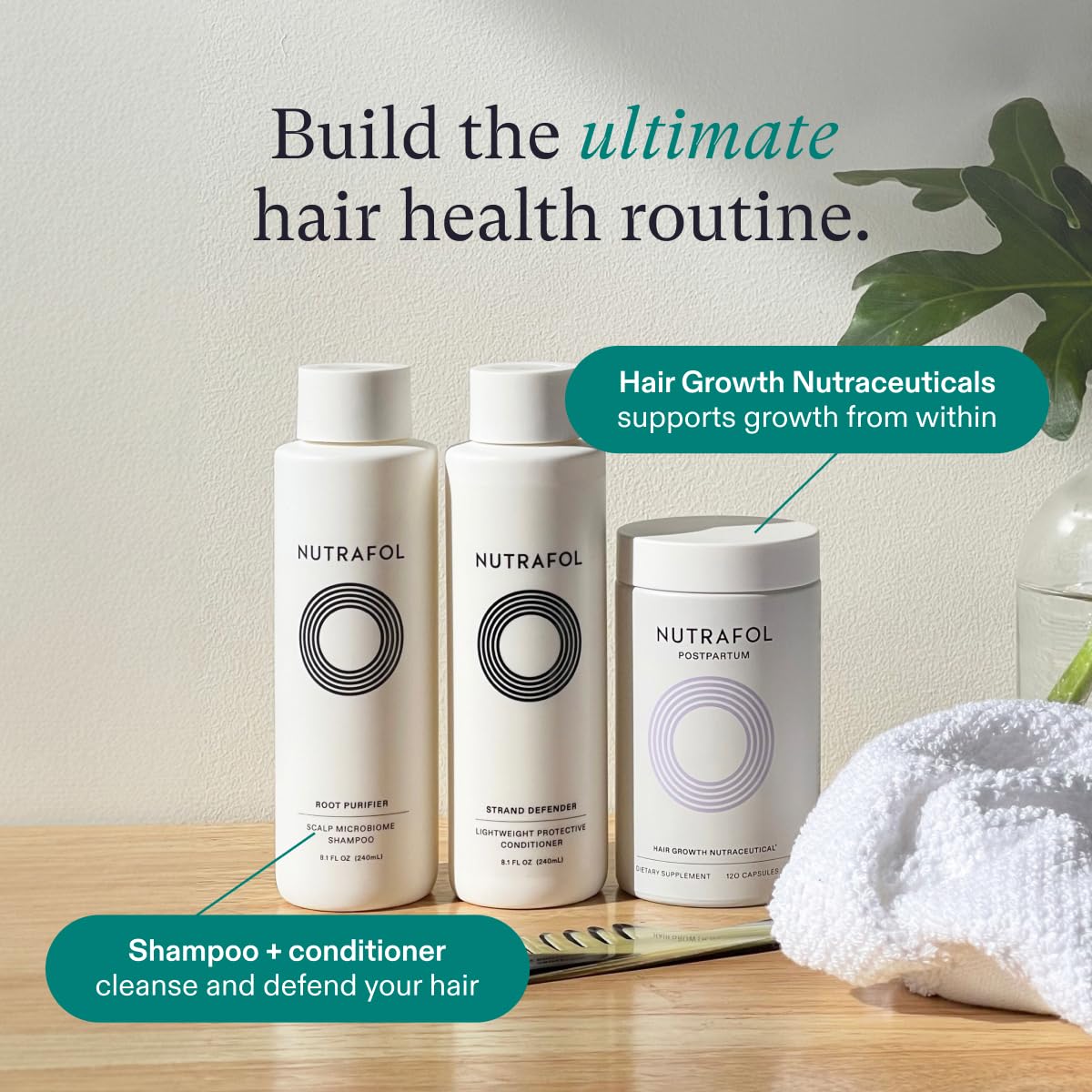Nutrafol Postpartum Hair Growth Supplements for Women - Clinically Proven to Reduce Hair Shedding & Promote Thicker Hair Growth | Safe for Breastfeeding Moms | 1 Month Supply + Refill Pouch | Post Pregnancy Hair Loss Solution & New Mom Self-Care Essential