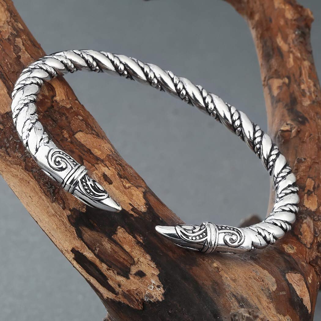 AILUOR Viking Dragon Bracelet for Men - Adjustable Norse Cuff Bangle in Gold & Silver - Pagan Jewelry for Everyday Wear, Gifts & Special Occasions