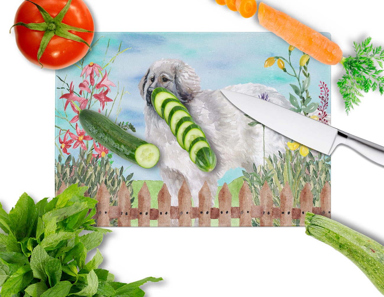 Caroline's Treasures CK1235LCB Moscow Watchdog Spring Glass Cutting Board - Large Decorative Tempered Glass Kitchen Cutting & Serving Board - Perfect for Meal Prep, Charcuterie Displays & Entertaining