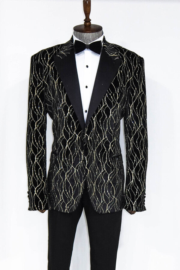 Custom Made Black and Gold Slim Jacket for Men & Women – Stylish & Elegant Fashion Outerwear for Parties, Weddings, and Special Occasions