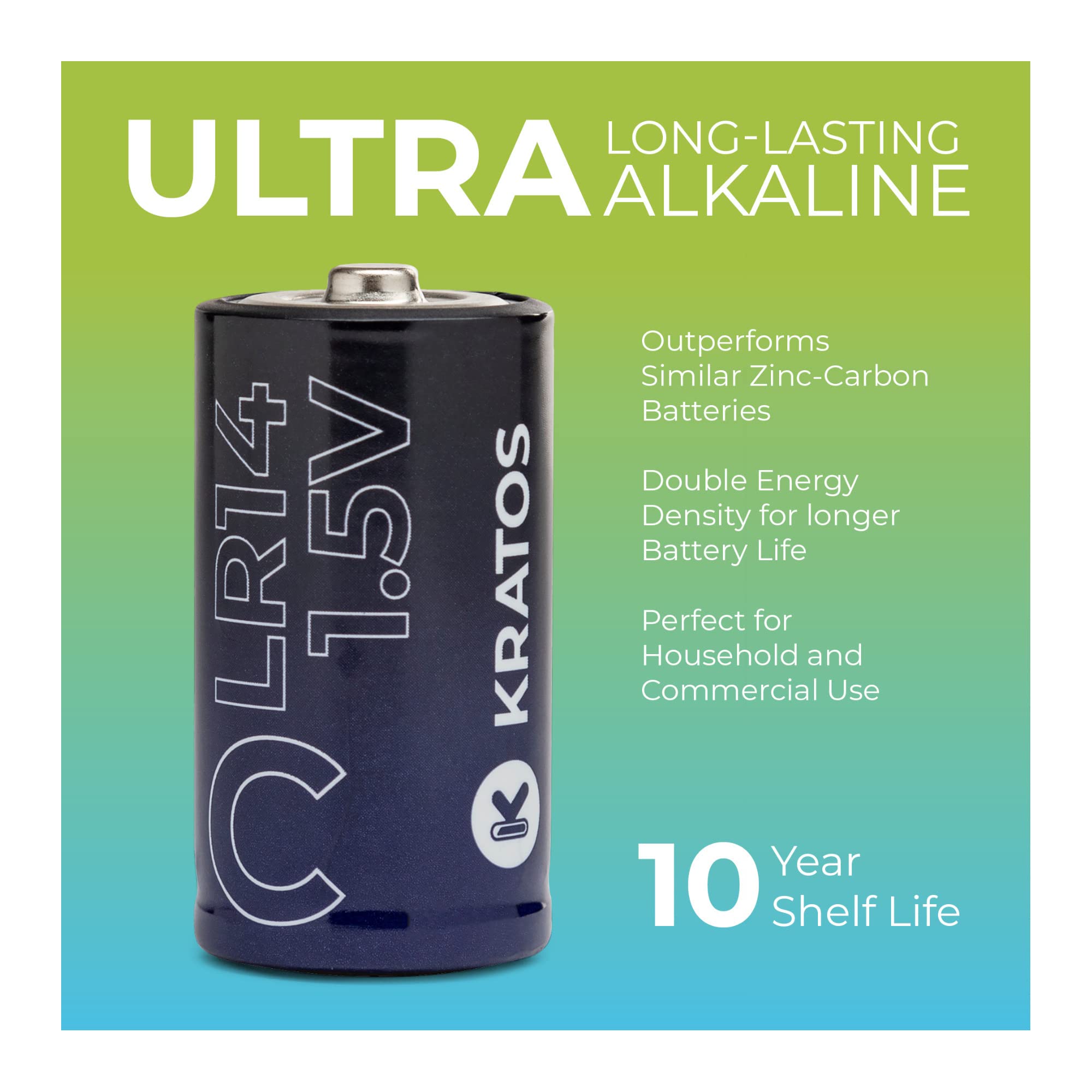 12 Pack Alkaline C Batteries - Long-Lasting 10 Year Shelf Life - Mercury & Cadmium Free - Ideal for Flashlights, Toys, Radios & Emergency Kits - Disposable Replacement Batteries for Home & Office Use