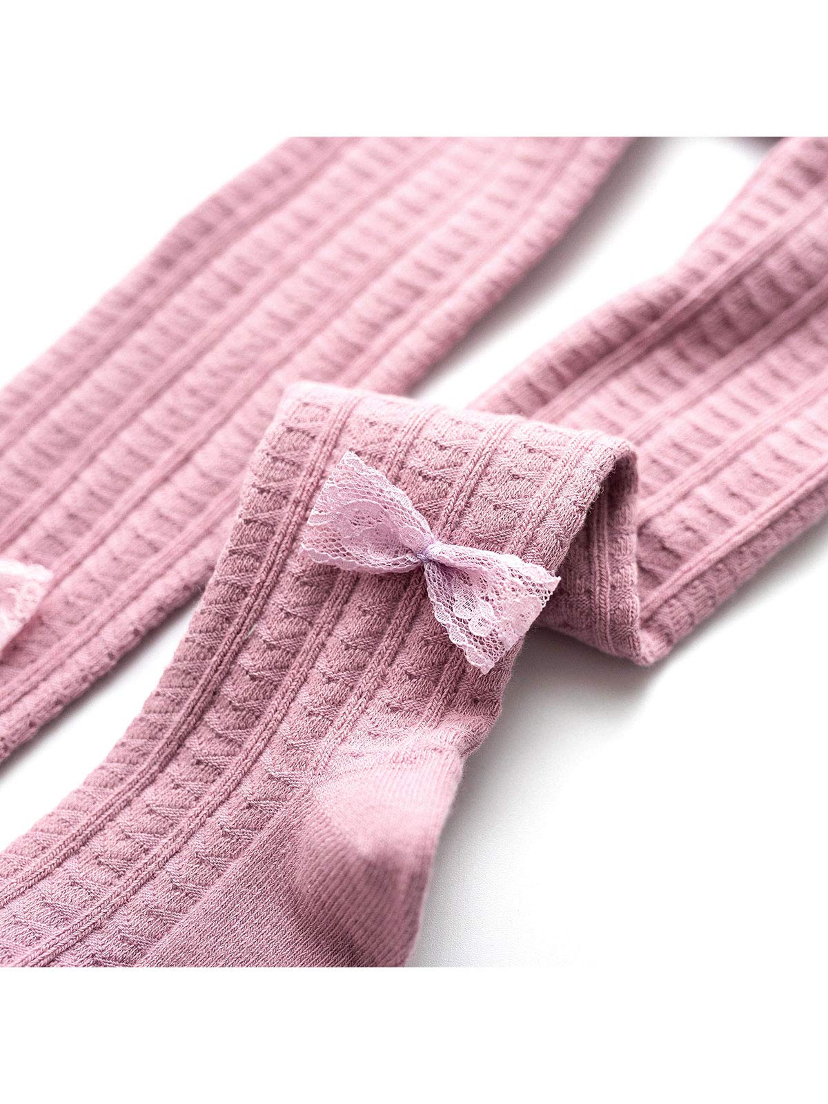 **Azue Baby Girls Cable Knit Leggings - Soft Seamless Toddler Tights with Bowknot - Warm Winter Infant Pants & Stockings for Newborns - Perfect for Playtime, Daycare & Family Outings**