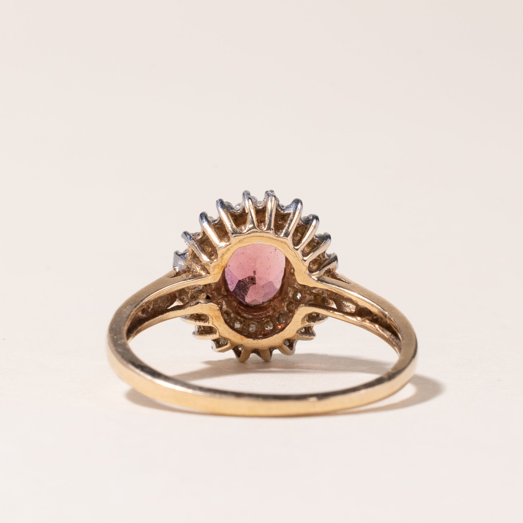 10K Yellow Gold Halo Pink Tourmaline & Diamond Ring - 0.77ct Center Stone, 0.18ctw Diamond Accents - Size 8 | Elegant Engagement, Anniversary Gift for Her | Perfect for Weddings, Proposals & Special Occasions