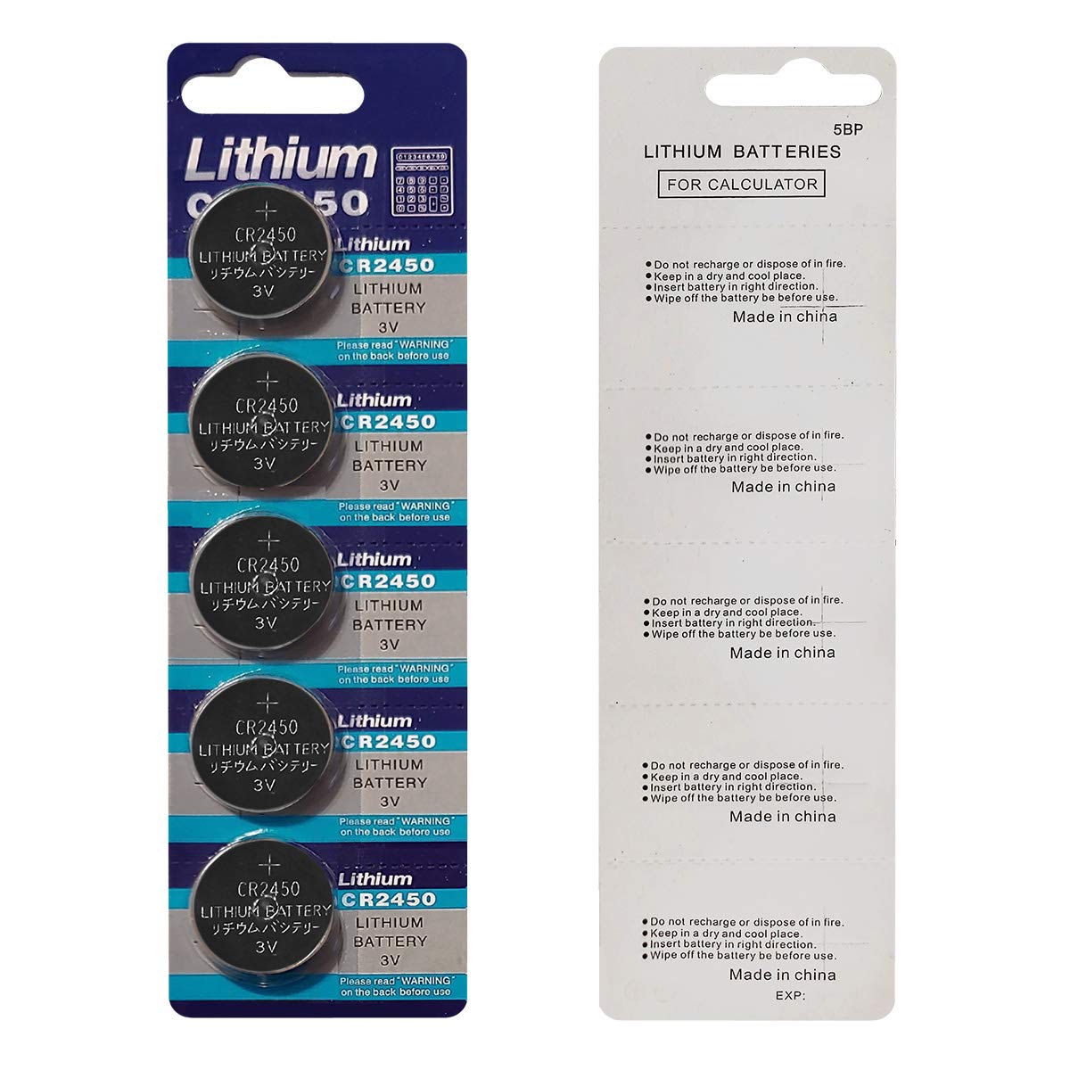 TIANQIU 50-Pack CR2450 3V Lithium Coin Batteries - Long Lasting Power for Watches, Calculators, Key Fobs & Medical Devices