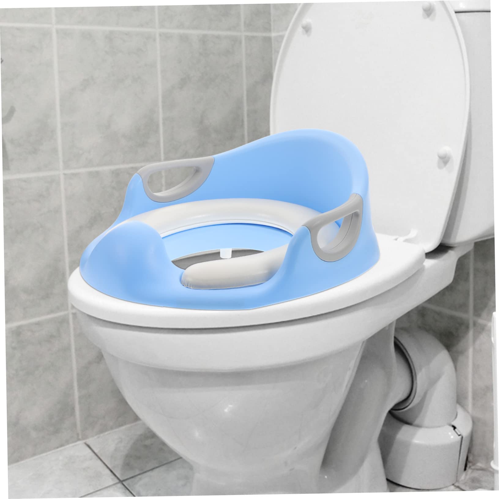 HEMOTON 1-Piece Soft PU Blue Toilet Trainer Seat Ring - Non-Slip Potty Training Cover for Toddlers & Kids | Perfect for Home, Travel & Daycare Use