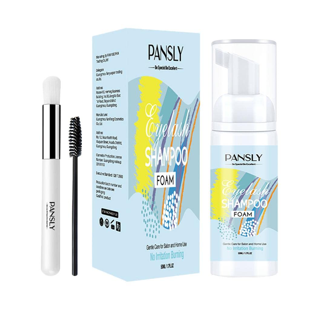 VMS INDIA 50ml Eyelash Extensions Brush & Shampoo Kit - Gentle Lash Cleanser for Makeup Removal & Extension Care - Perfect for Salon, Home Use & Professional Lash Artists
