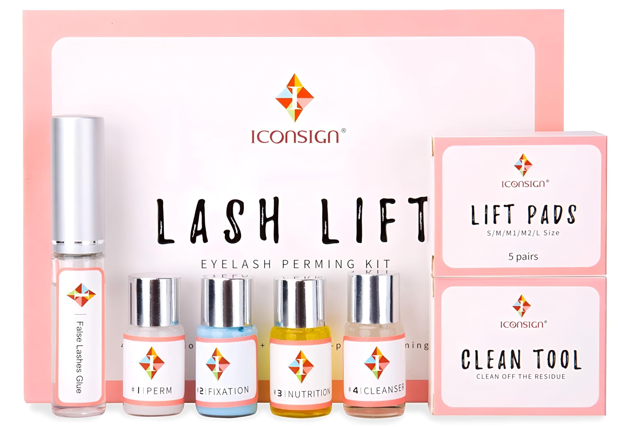 Professional ICONSIGN Lash Lift Kit - Semi-Permanent Eyelash Curling Perm Set with Lash Shields, Eye Gel Pads & Brushes for Salon & Home Use - Achieve Beautiful, Long-Lasting Curled Lashes