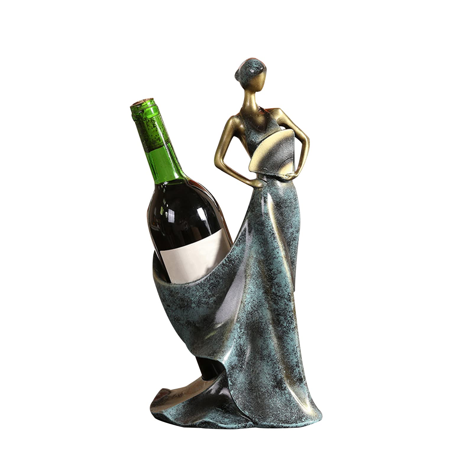 Elegant Single Bottle Wine Holder - Modern Lady Statue Sculpture for Wine Bottle Display | Retro Decorative Countertop Wine Rack Accessory | Perfect for Home Bar, Kitchen Decor & Gift Giving