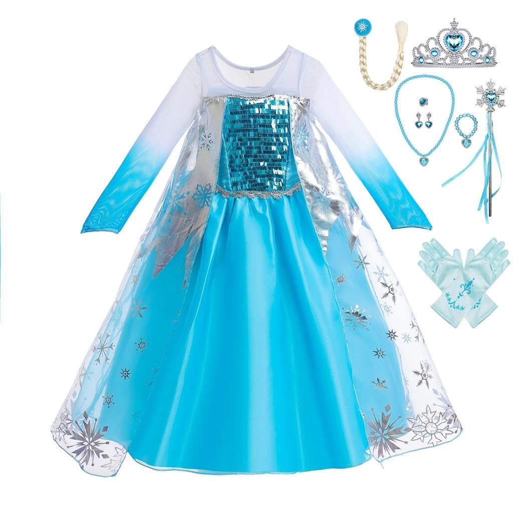 Elegant Ice Princess Dress for Toddler Girls - Birthday, Halloween & Christmas Party Costume | Perfect for Fancy Dress, Pageants & Special Occasions